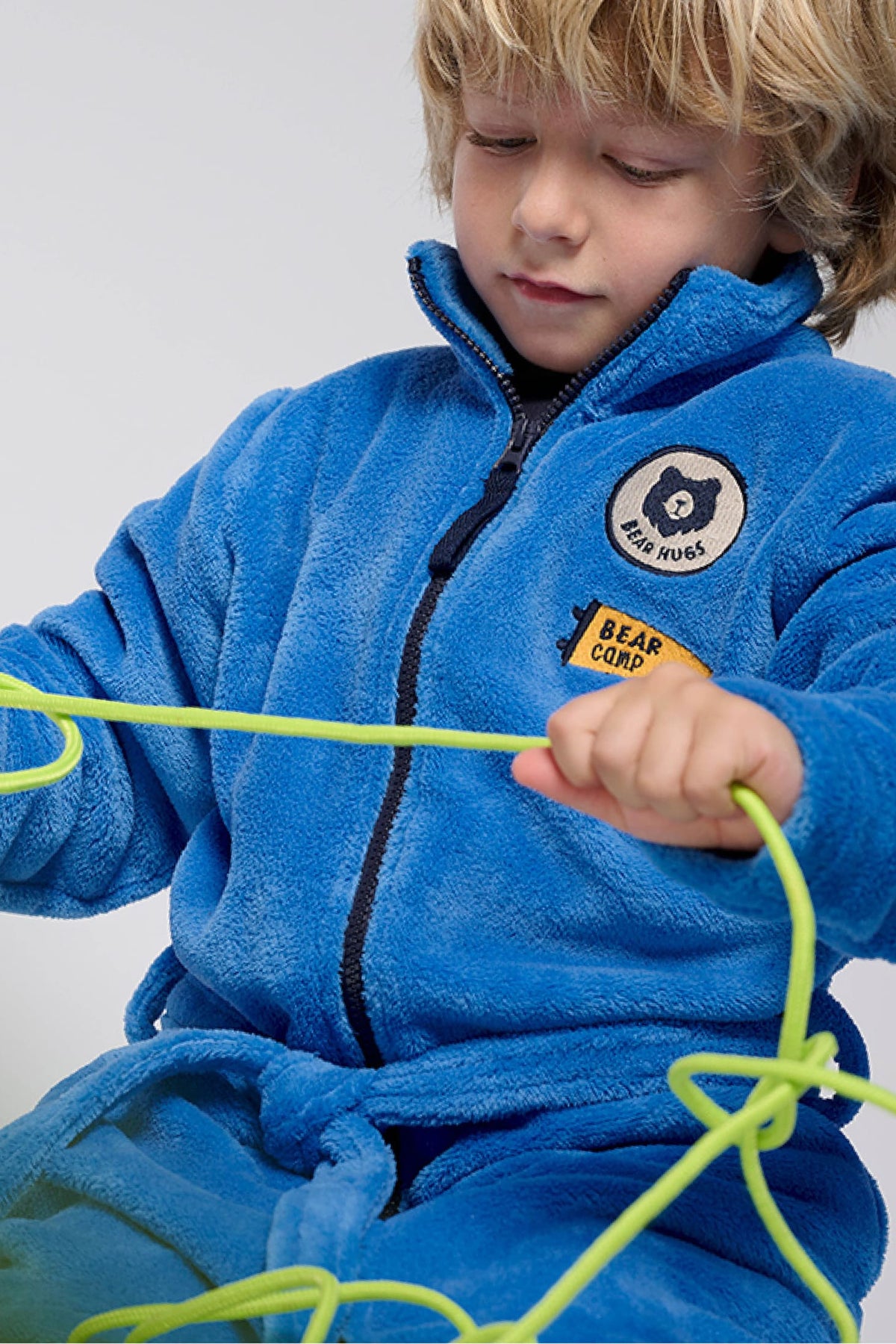 Bata bambino polar coralina bambino cierre cremallera detalles parches