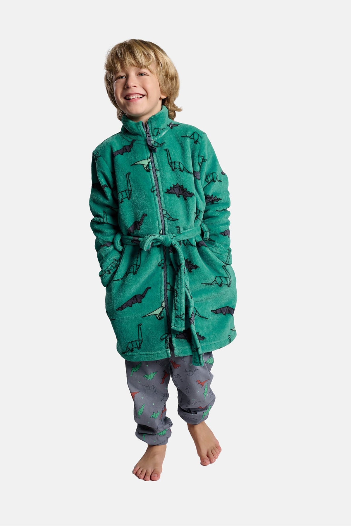 Bata bambino polar coralina bambino cierre cremallera stampa dinosaurios