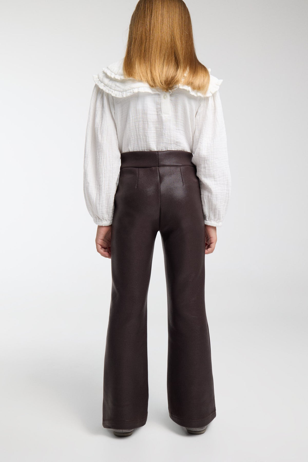 TÉRMICO Pantalón afelpado bambina efecto piel flare chocolate