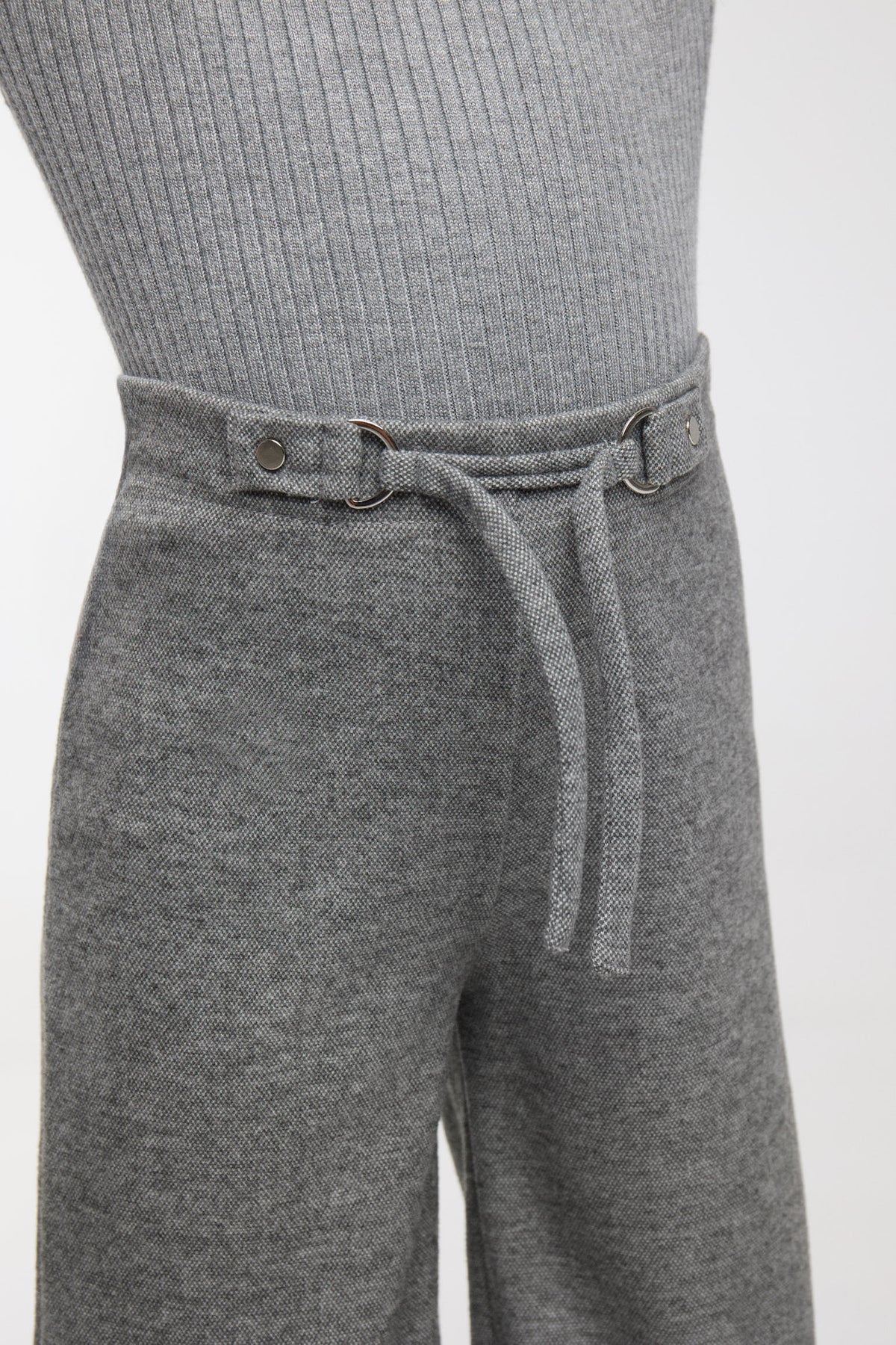 Pantalón ancho bambina jaspeado gris melange
