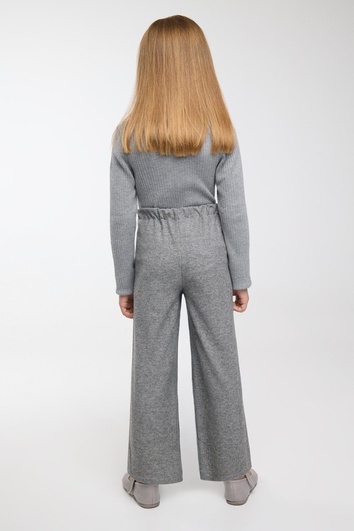Pantalón ancho bambina jaspeado gris melange