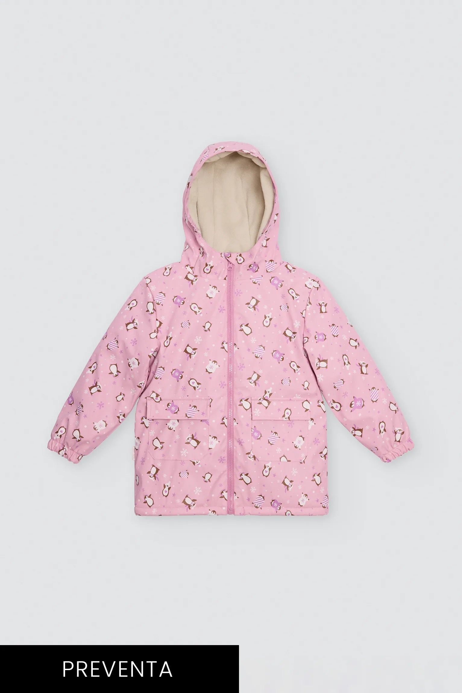 PREVENTA Chubasquero bambina forro polar estampado pingüinos