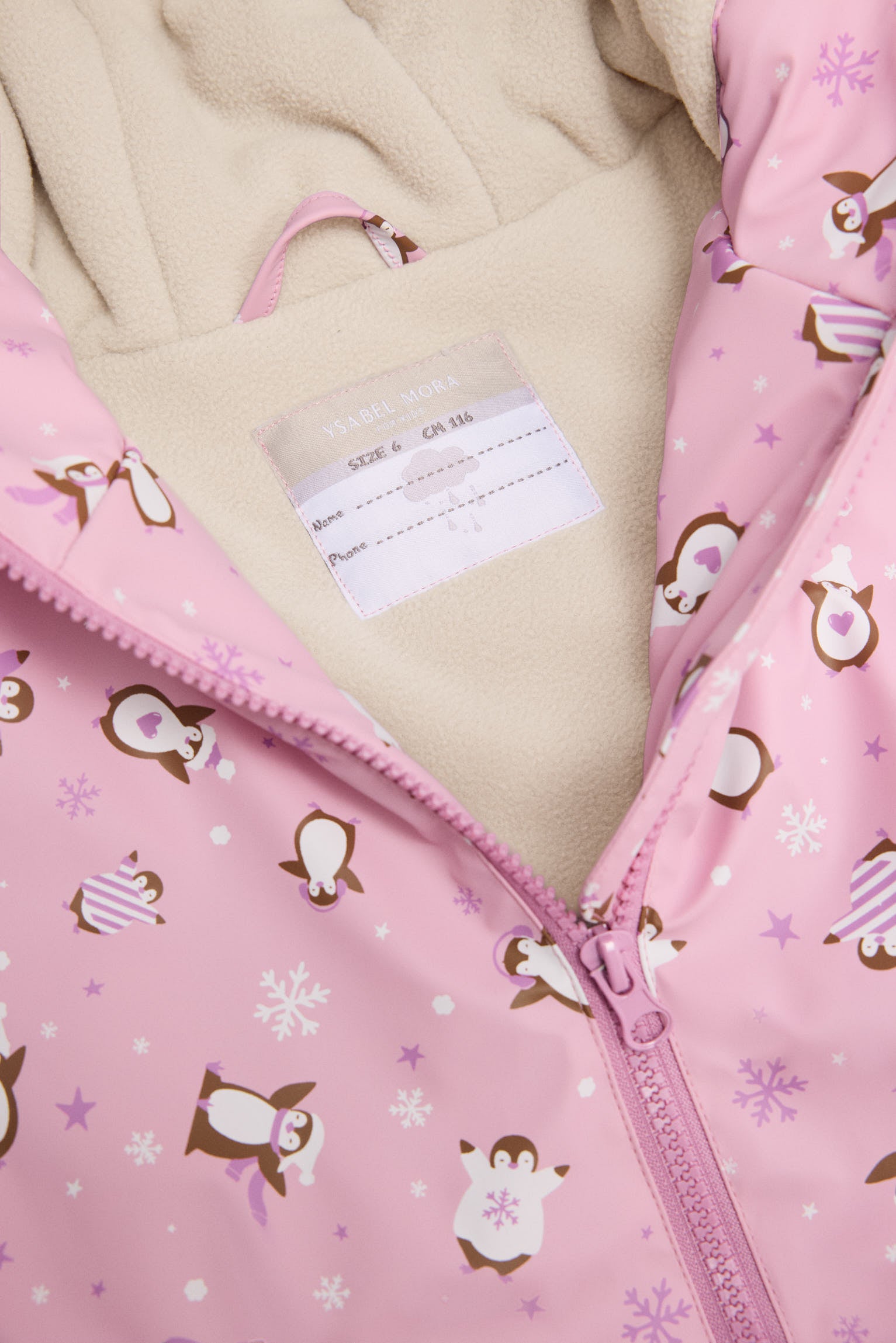 PREVENTA Chubasquero bambina forro polar estampado pingüinos