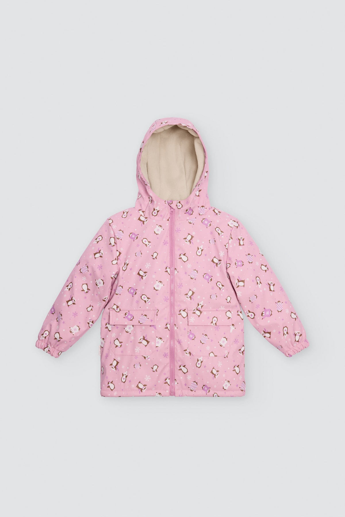 Chubasquero bambina forro polar estampado pingüinos