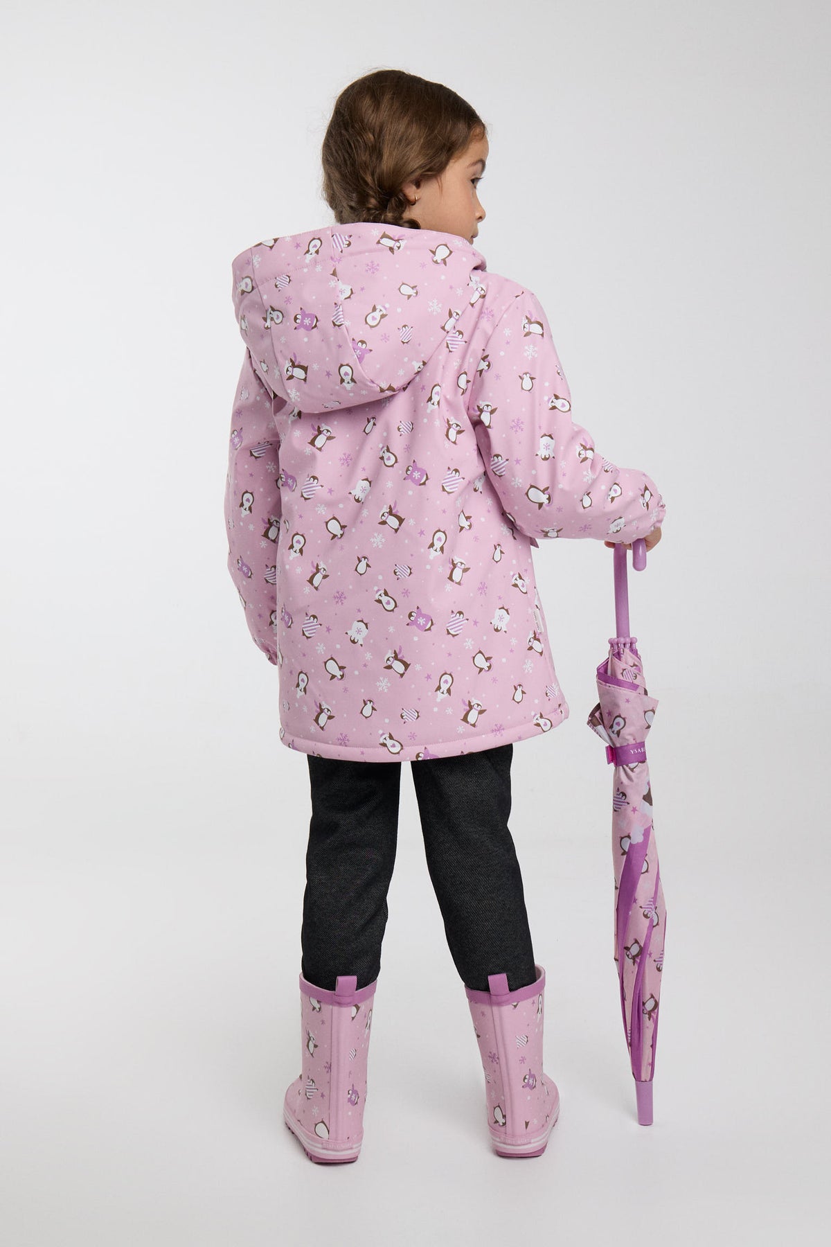 Chubasquero bambina forro polar estampado pingüinos
