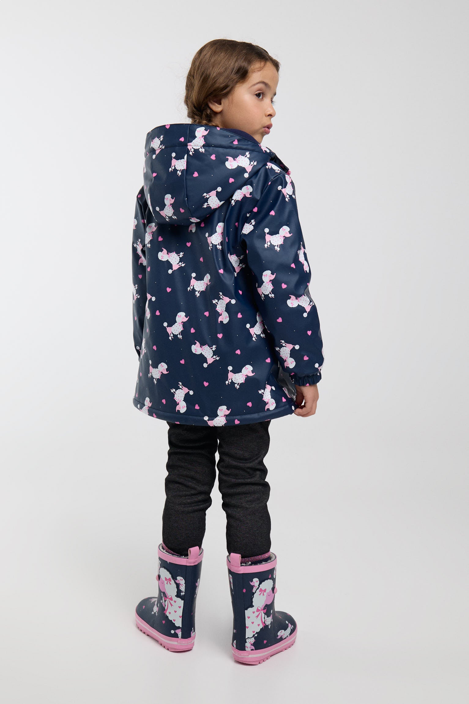 Chubasquero bambina forro polar estampado caniches