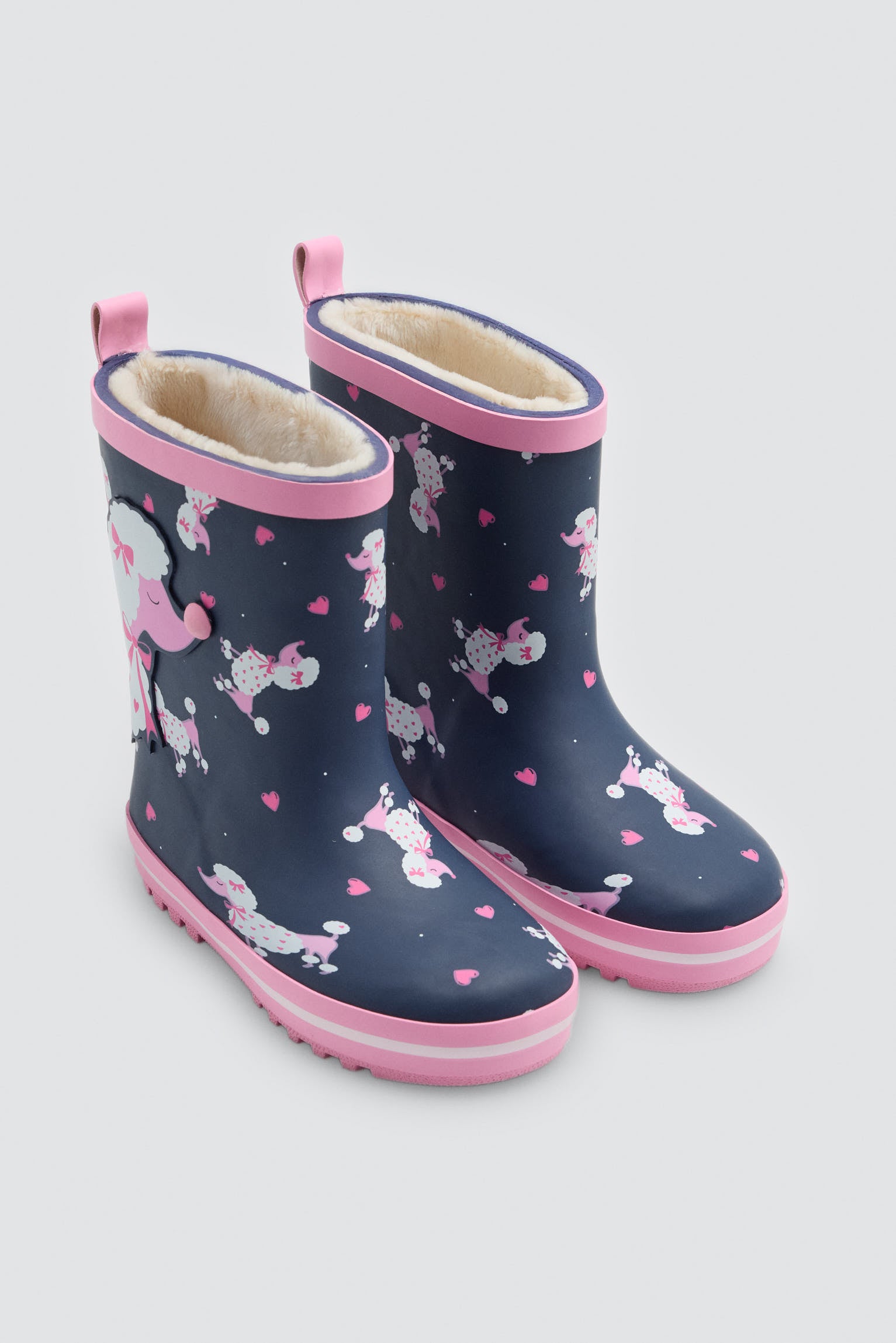 Botas de agua bambina forro borreguito estampado caniche