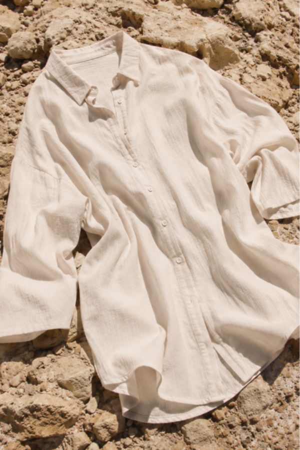 Camicia lunga con lino