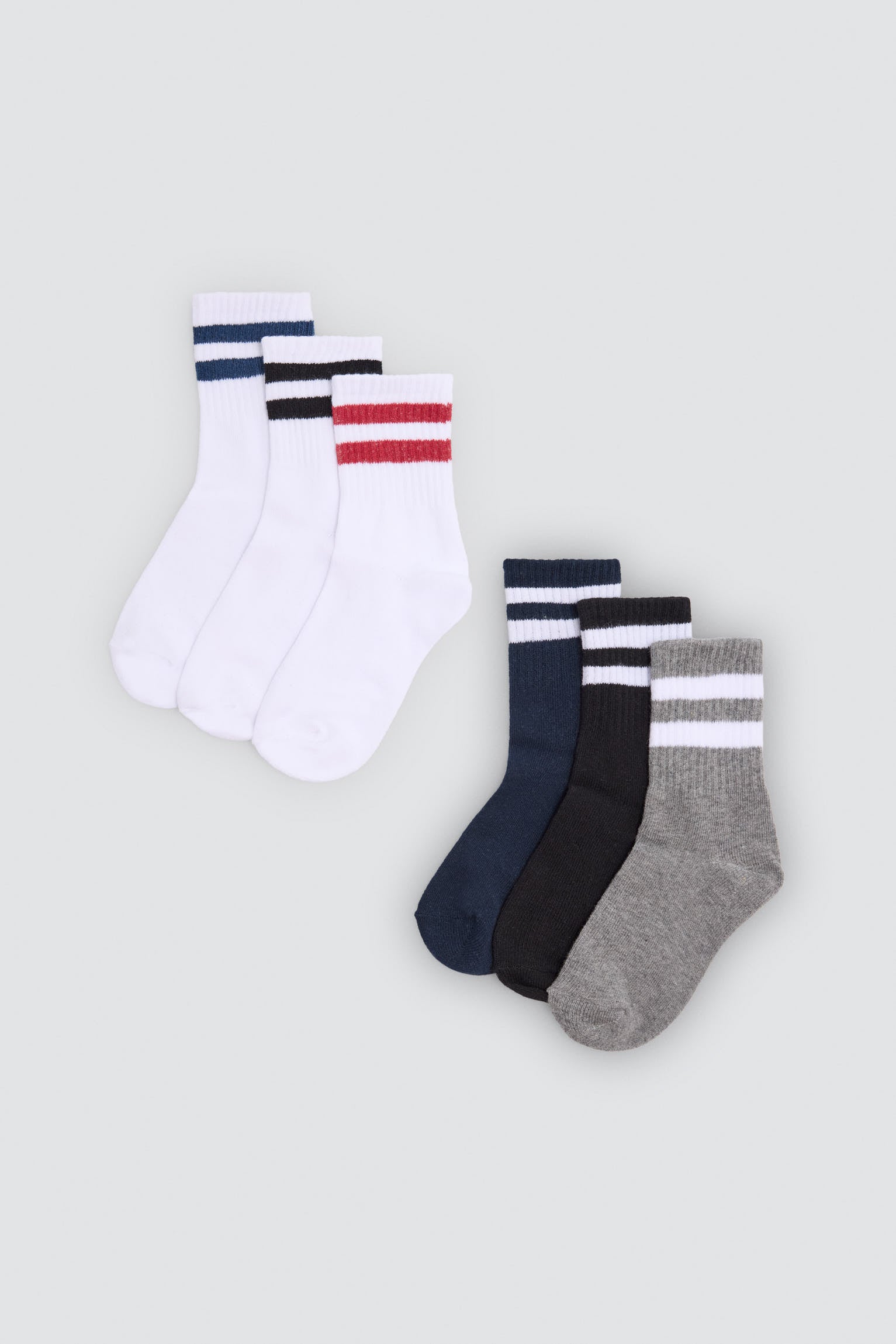 Pack 6 calzini bambino estilo sportivos detalles rayas contrastadas