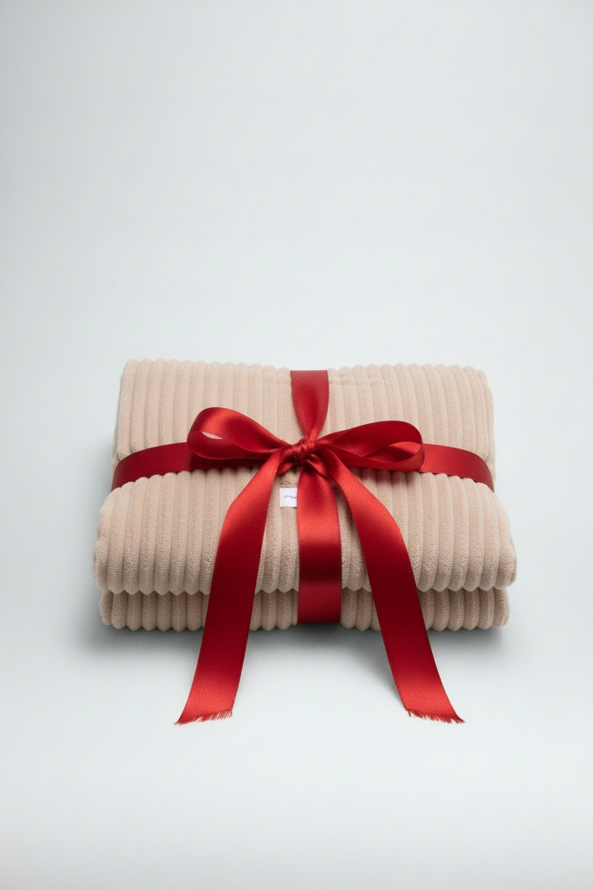 Coperta in pelliccia di pecora e a coste