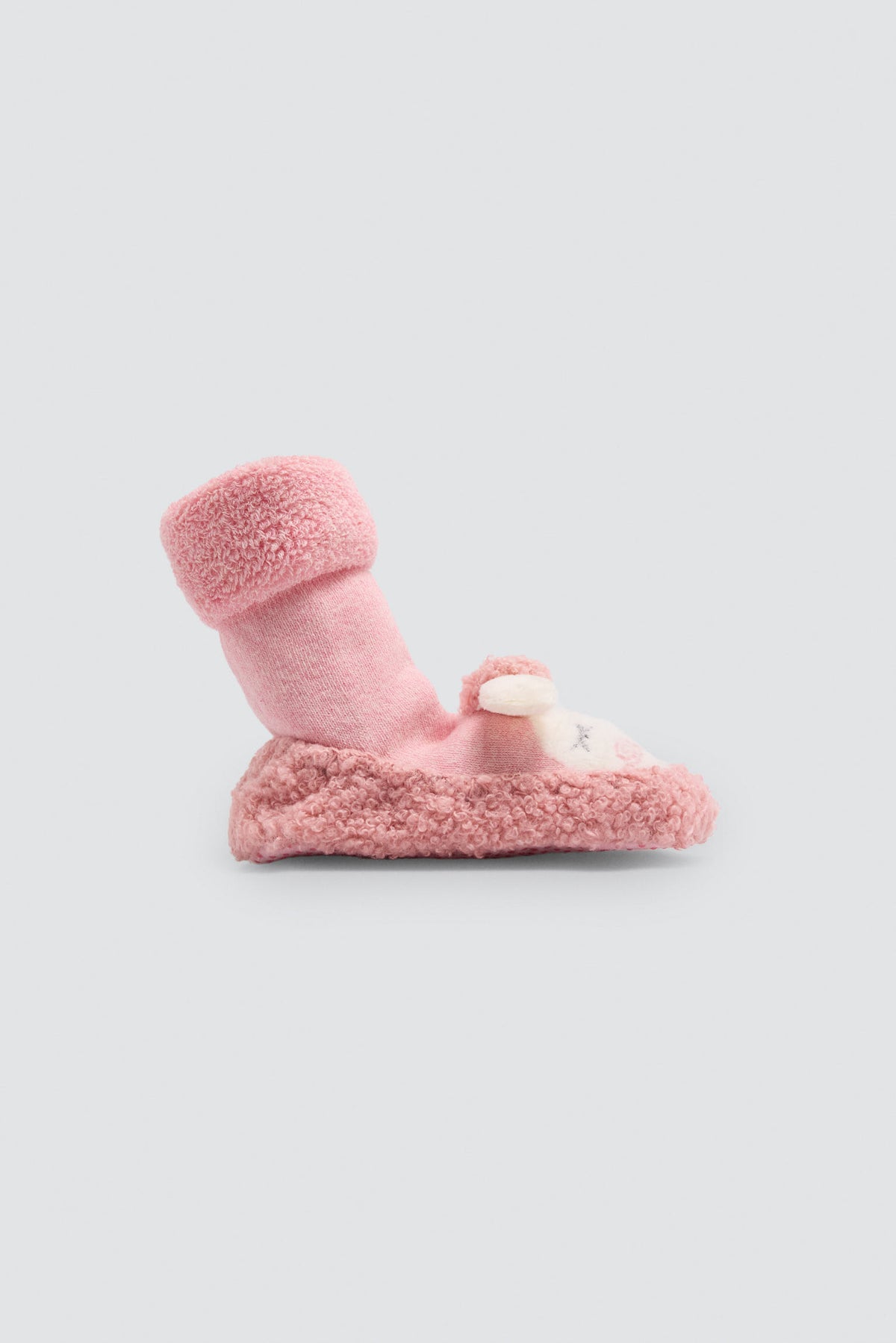 Calzini-pantofole termici per bebè con pecorella rosa