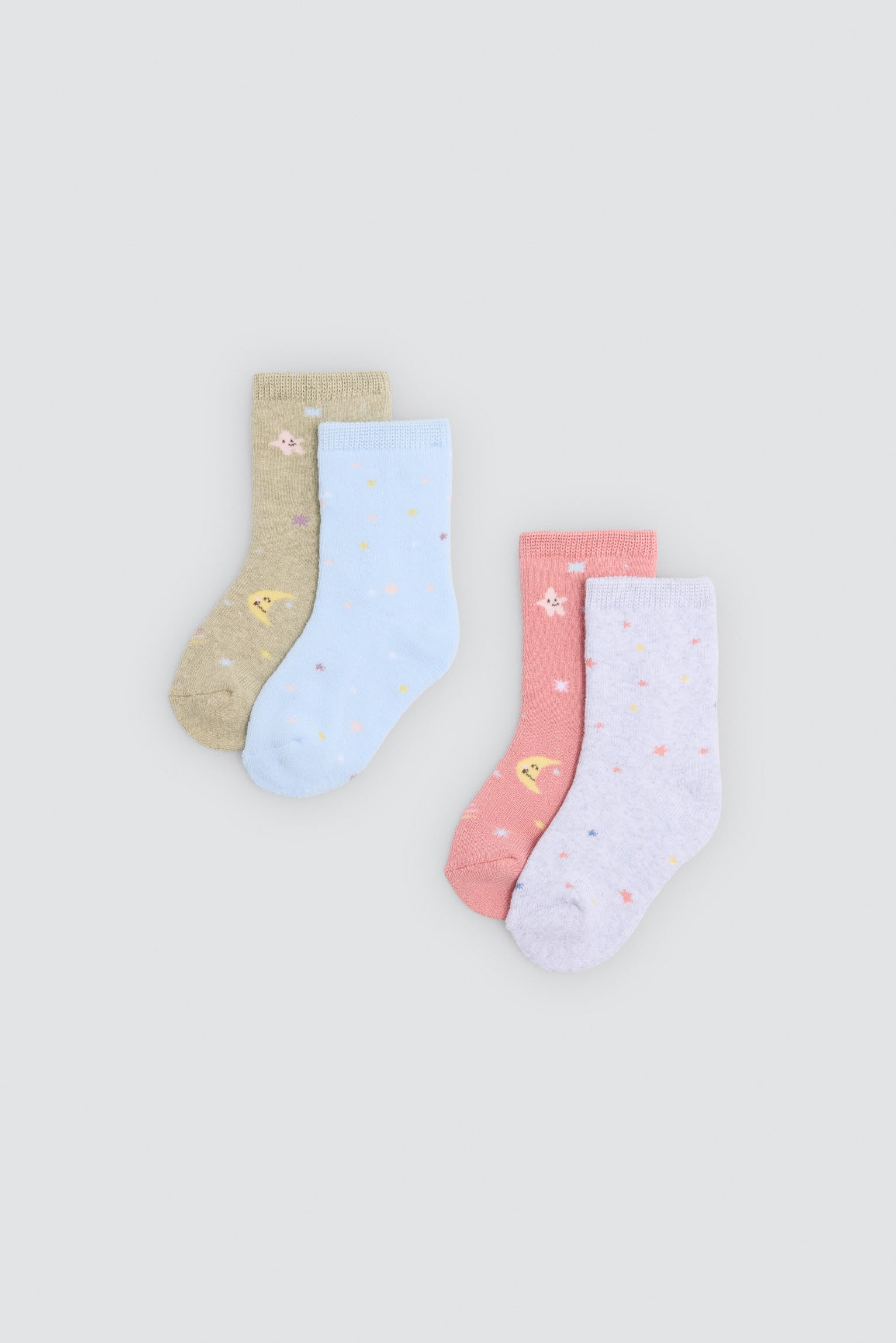 Pack 4 calzini neonato termici estampado lunas y estrellas