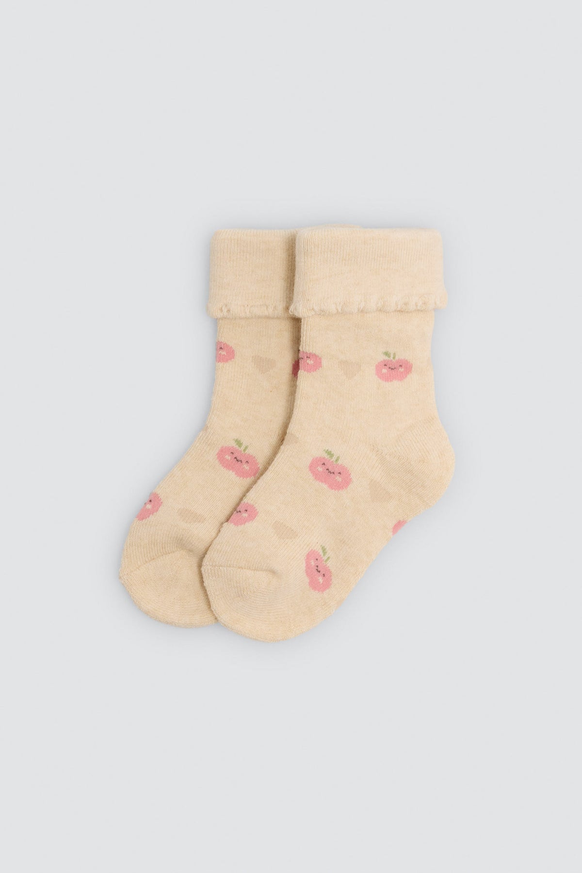 Pack 4 calzini neonato termici puño doblado estampado frutas y corazones