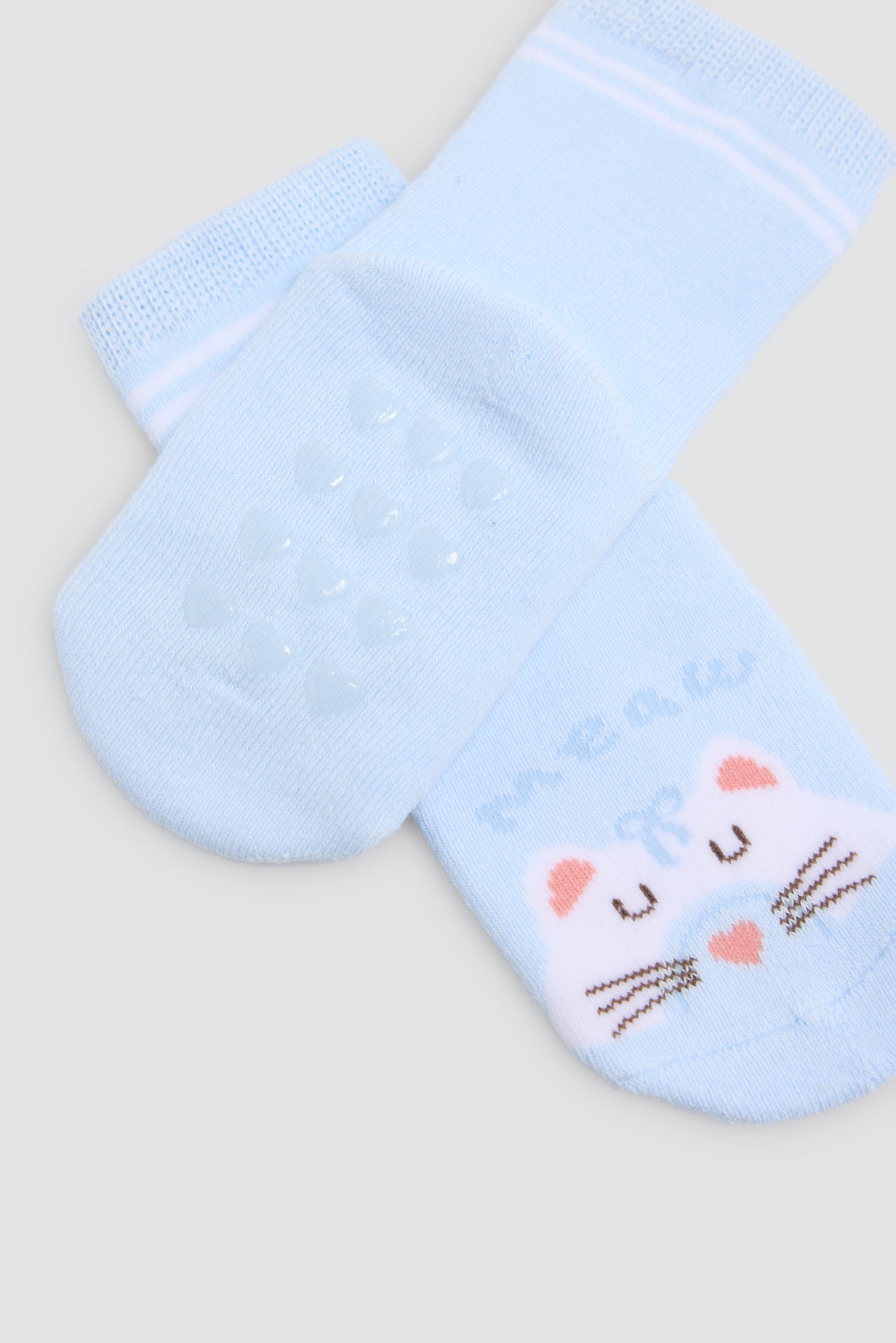 Pack 2 calzini neonato termici antideslizantes estampados gatos y arcoiris