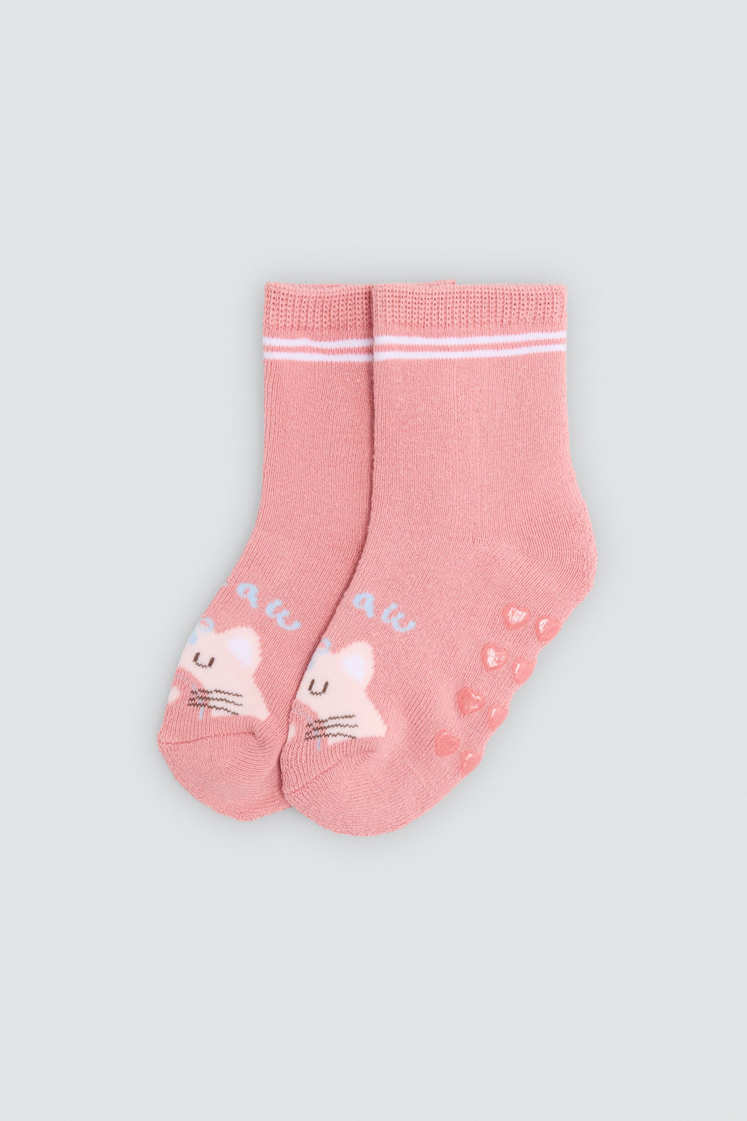 Pack 2 calzini neonato termici antideslizantes estampados gatos y arcoiris