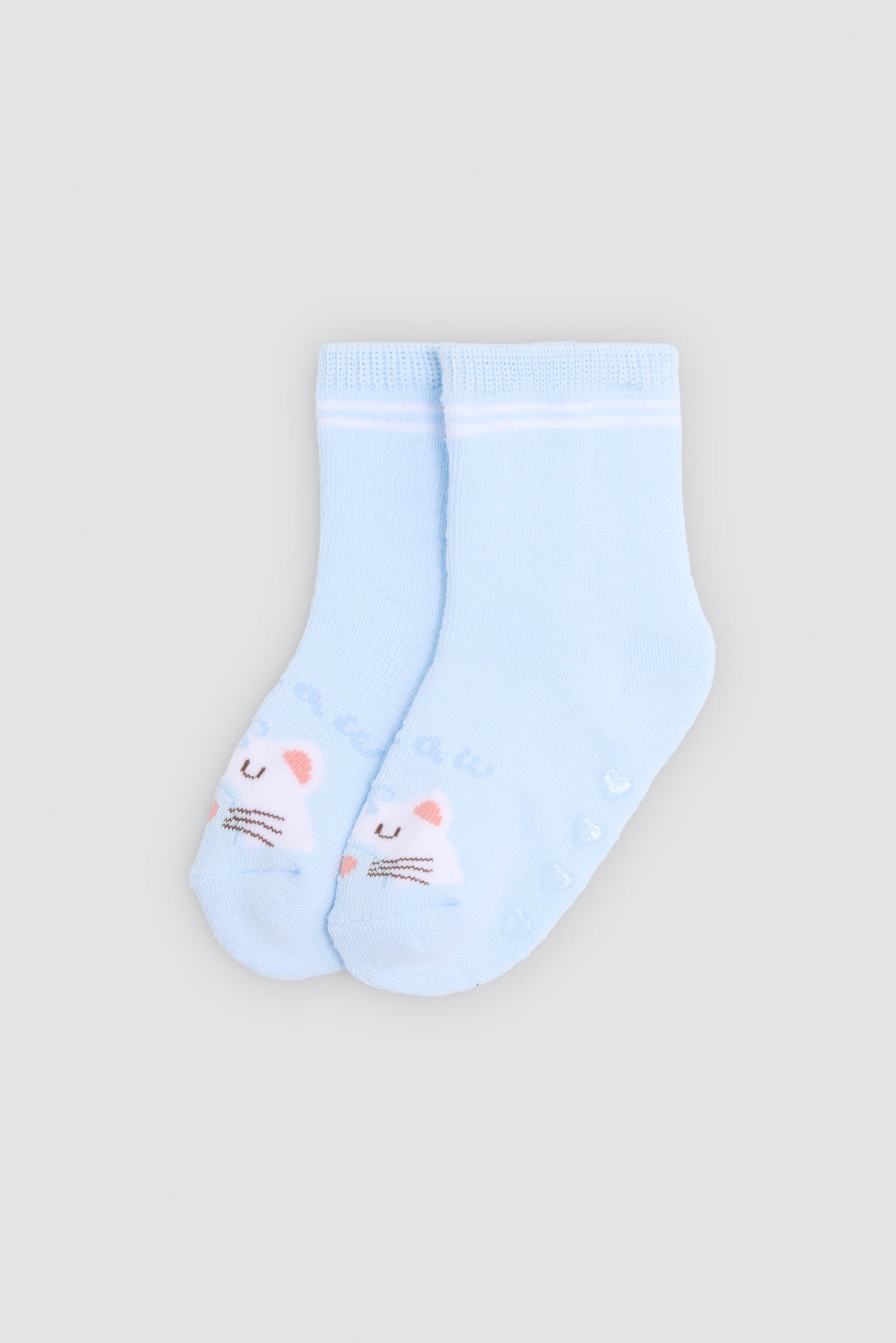 Pack 2 calzini neonato termici antideslizantes estampados gatos y arcoiris