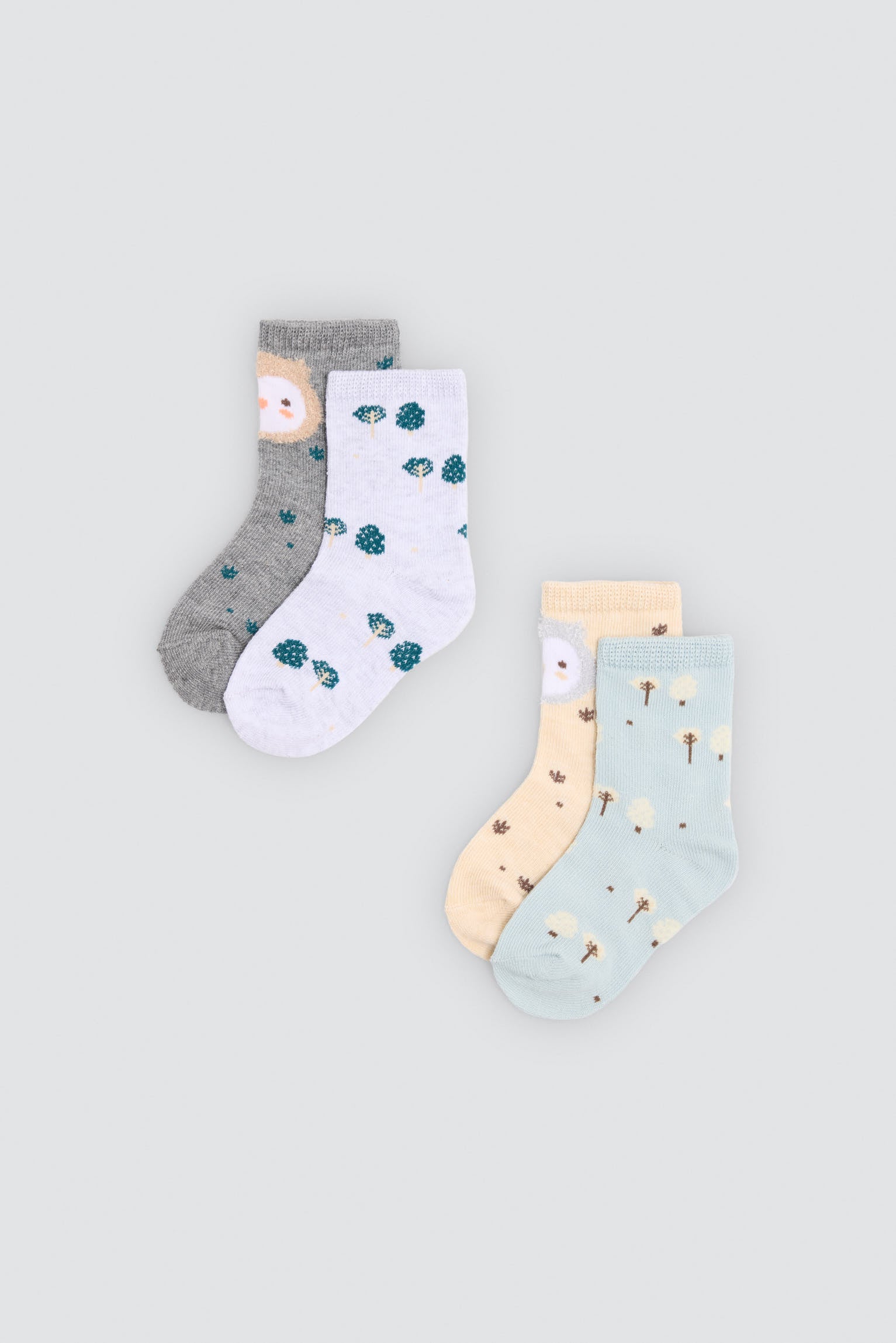 Pack 4 calzini neonato estampado búhos y árboles
