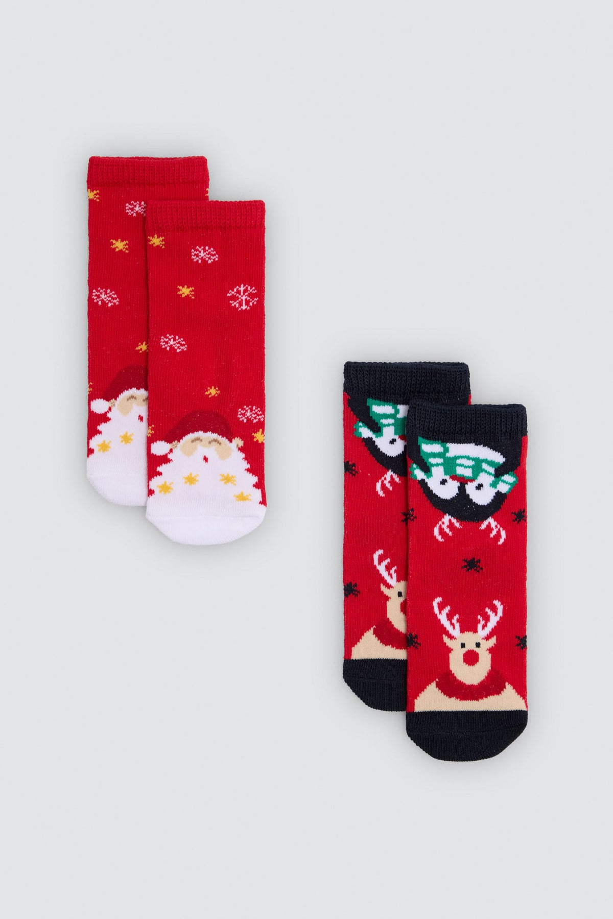 Pack 2 calzini neonato estampado navidad renos y papa noel