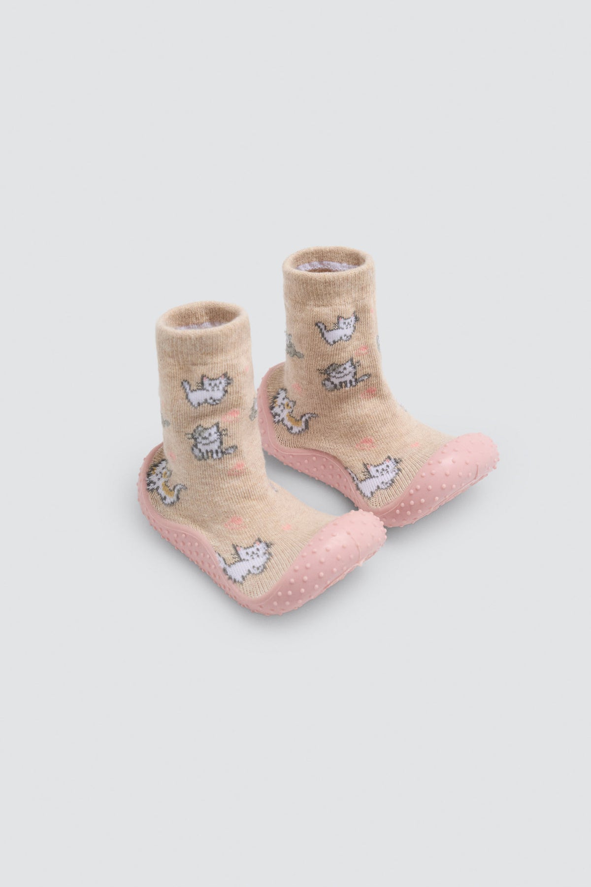 Calzini-pantofole per neonata con stampa gattini