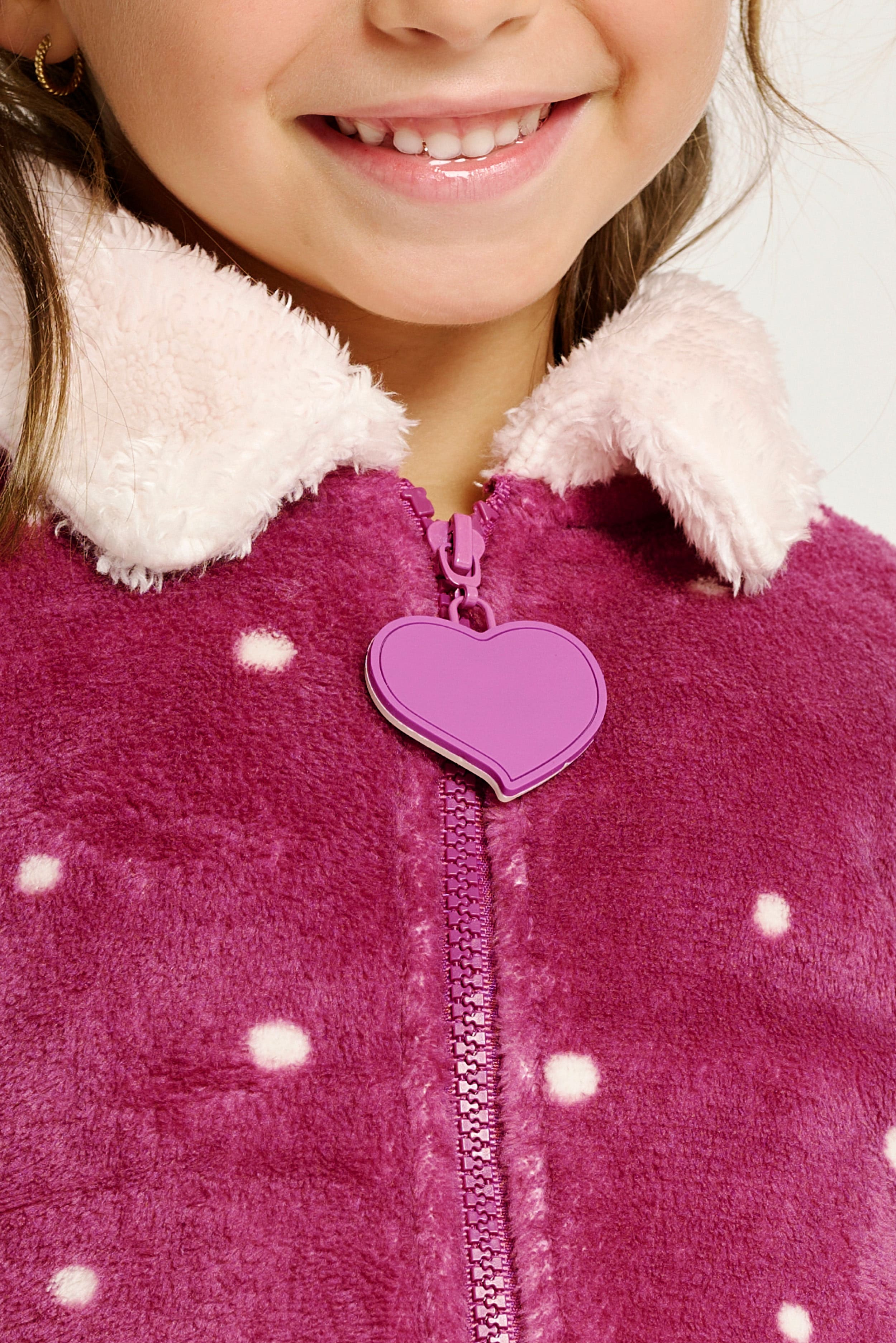 Abito per bambini, 2-8 anni, con stampa a pois e dettagli in pelle di pecora | MUYDEMI