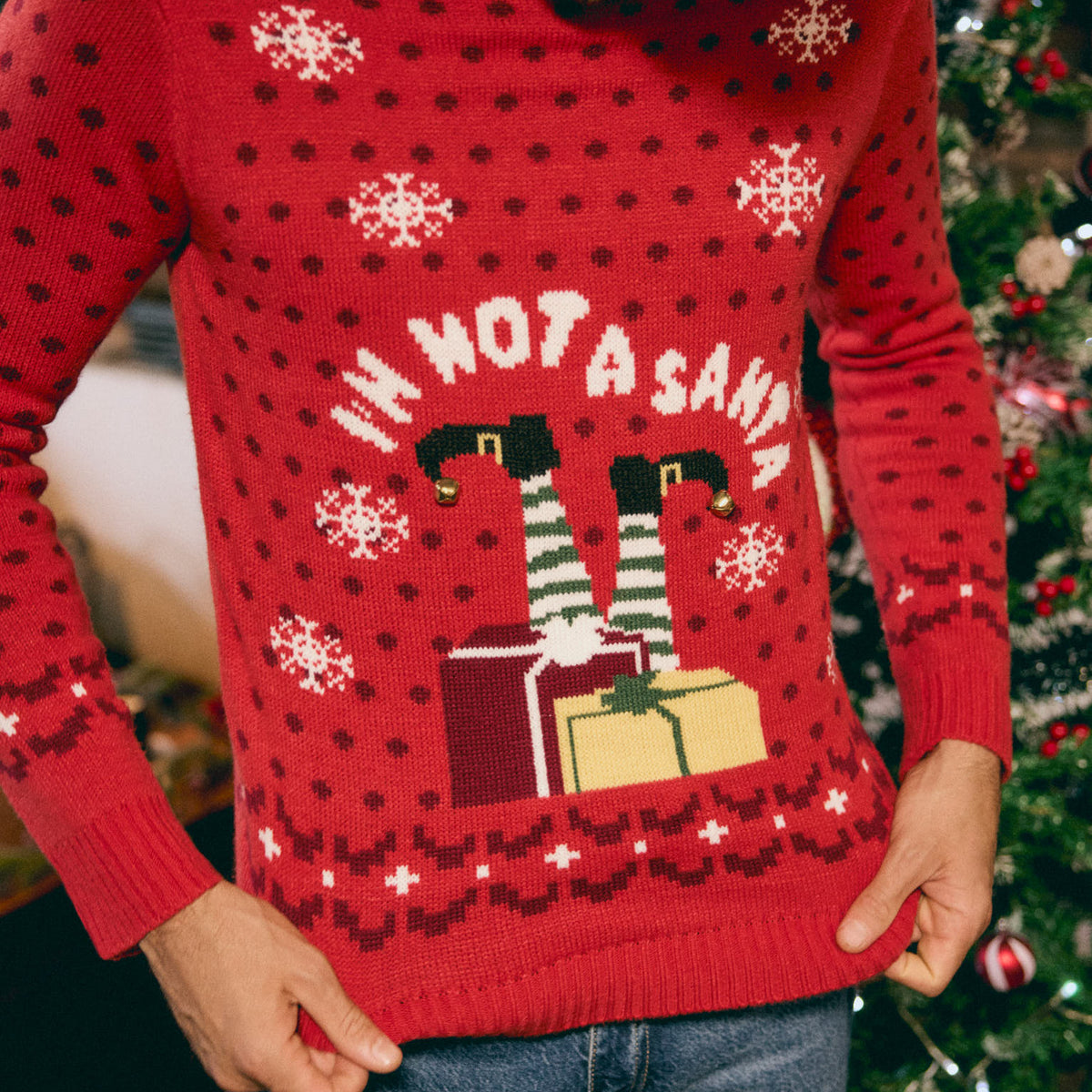 Maglione Natalizio Da Uomo, Divertente, Con Babbo Natale, Babbo Natale, Da Uomo, A Maniche Lunghe, Casual, Casual, Maglione Natalizio Unisex, Vino, L - Foto 8