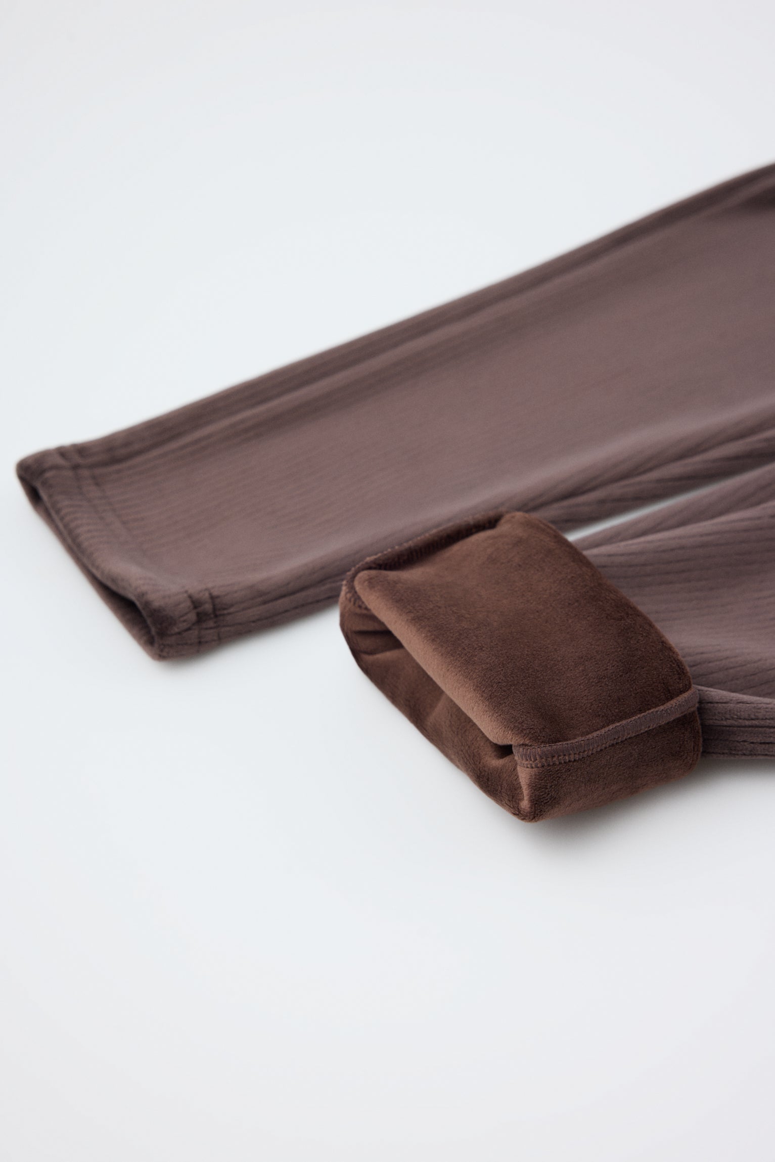 ultra termico Leggings afelpados efecto pana marrone chocolate