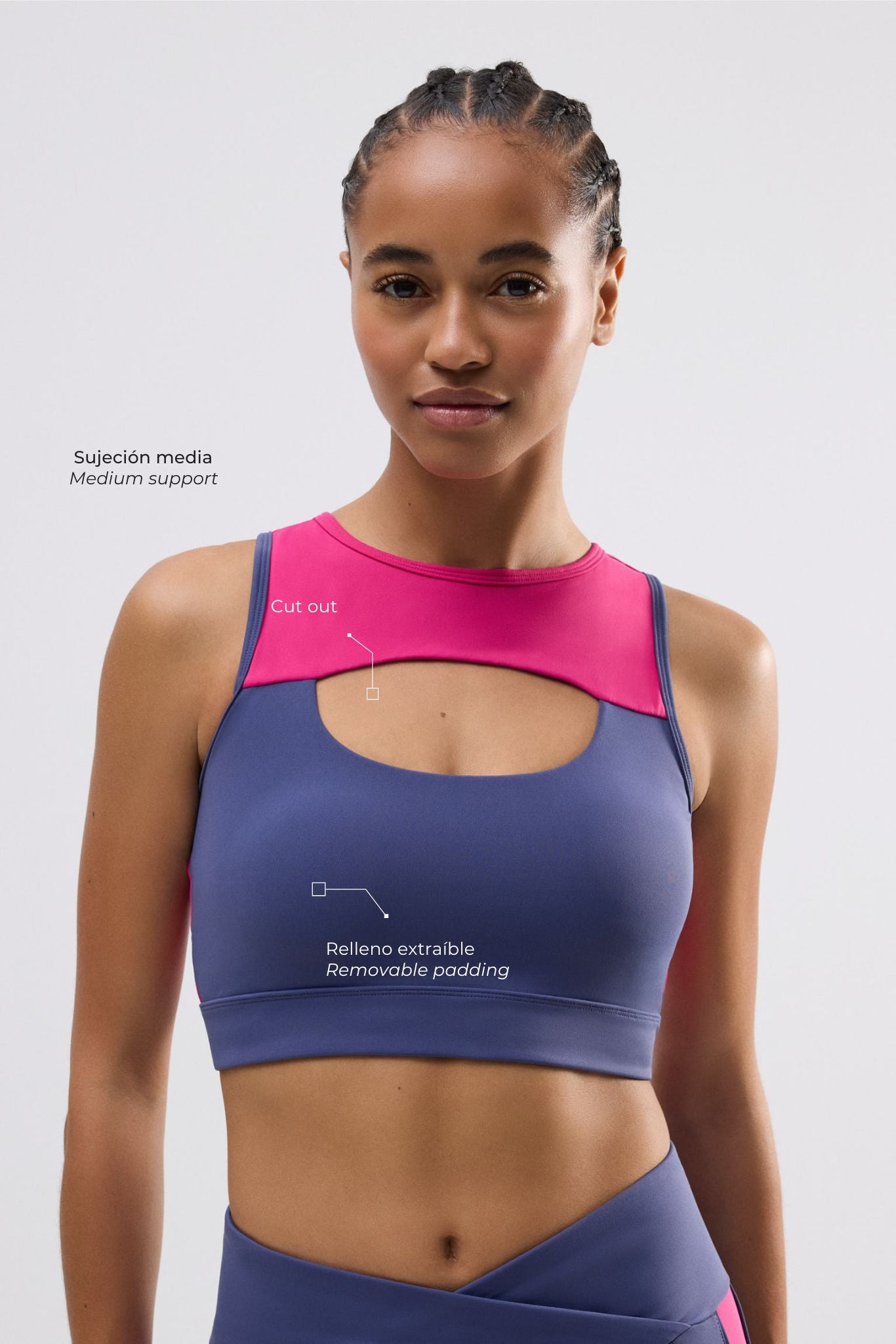 Reggiseno sportivo con taglio a supporto medio color block