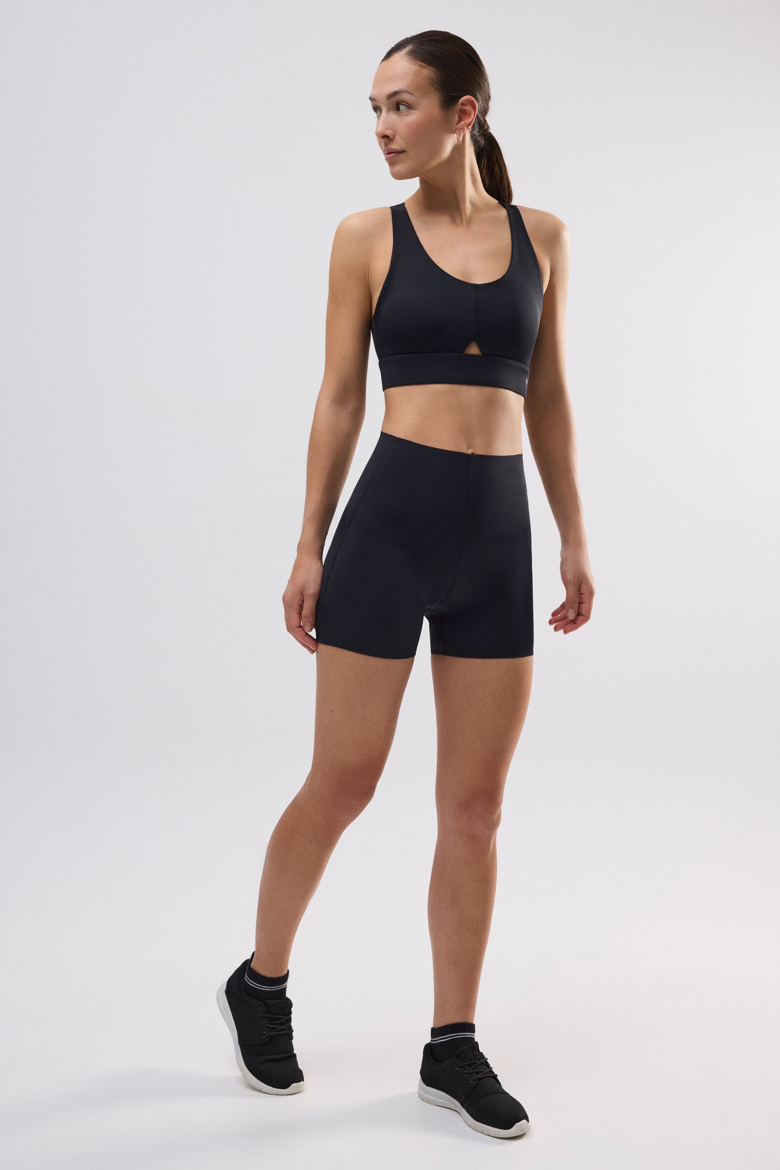 Leggings sportivi compressivi da motociclista pancia piatta neri