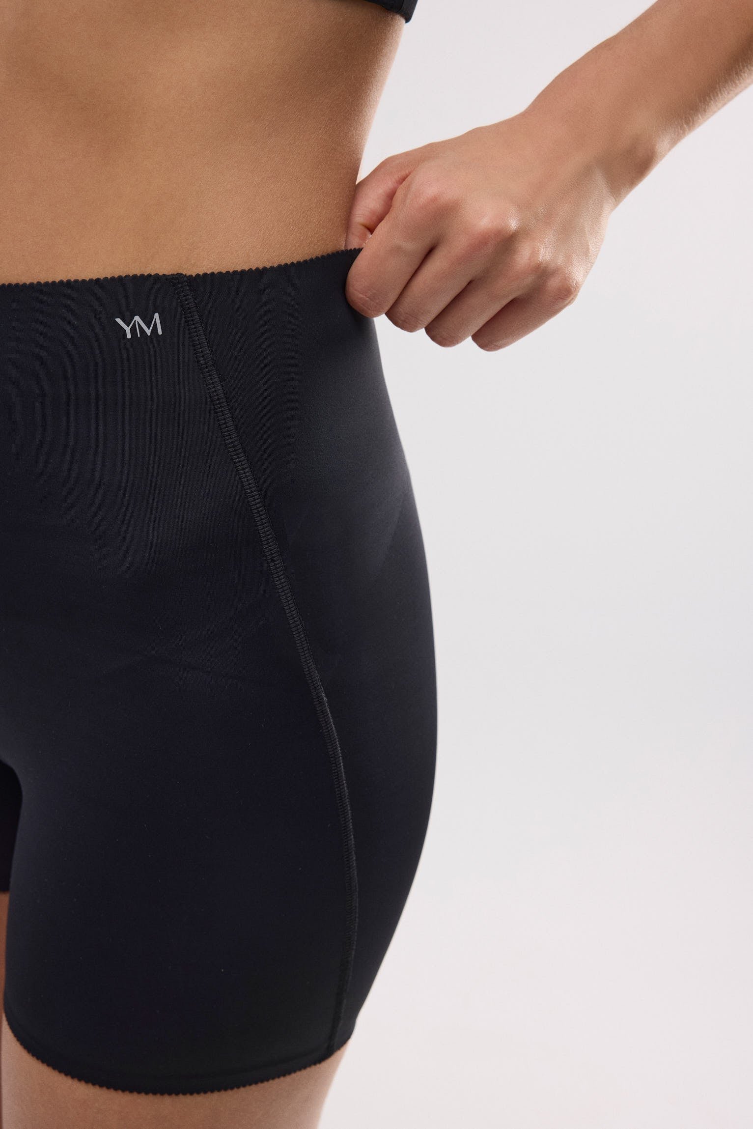 Leggings sportivi compressivi da motociclista pancia piatta neri