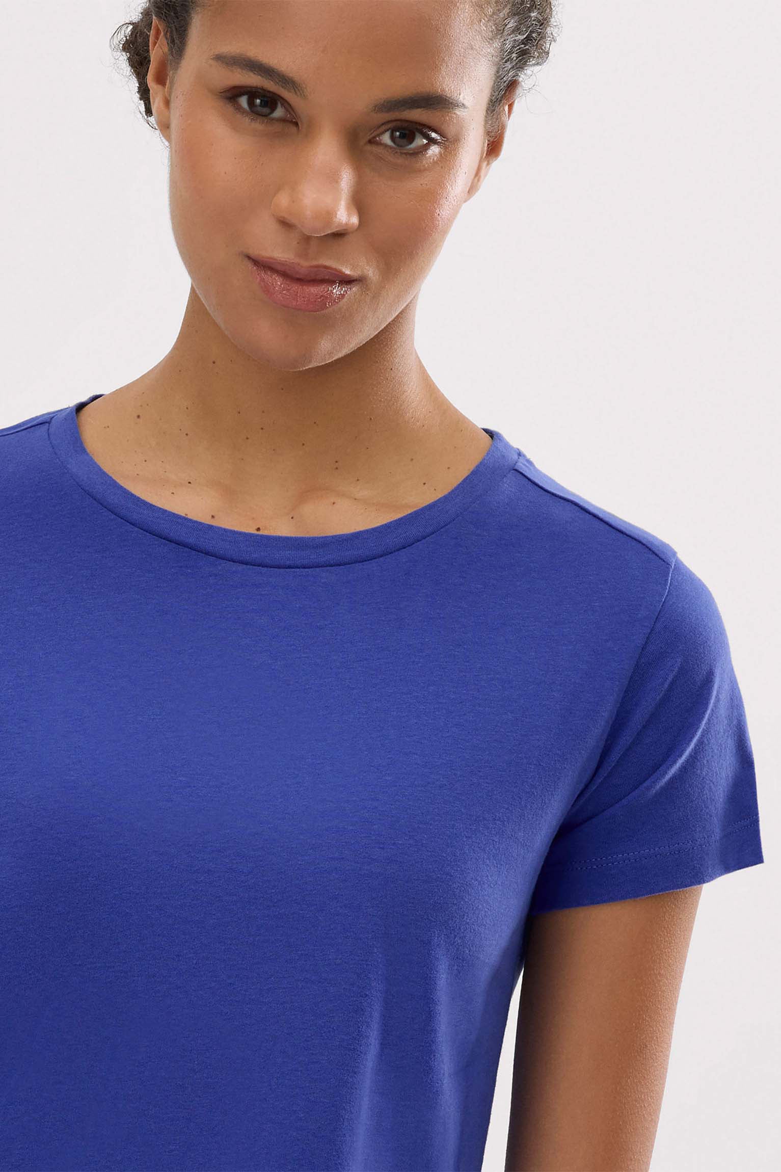 Camiseta algodón básica estilo deportivo azul índigo - Ysabel Mora