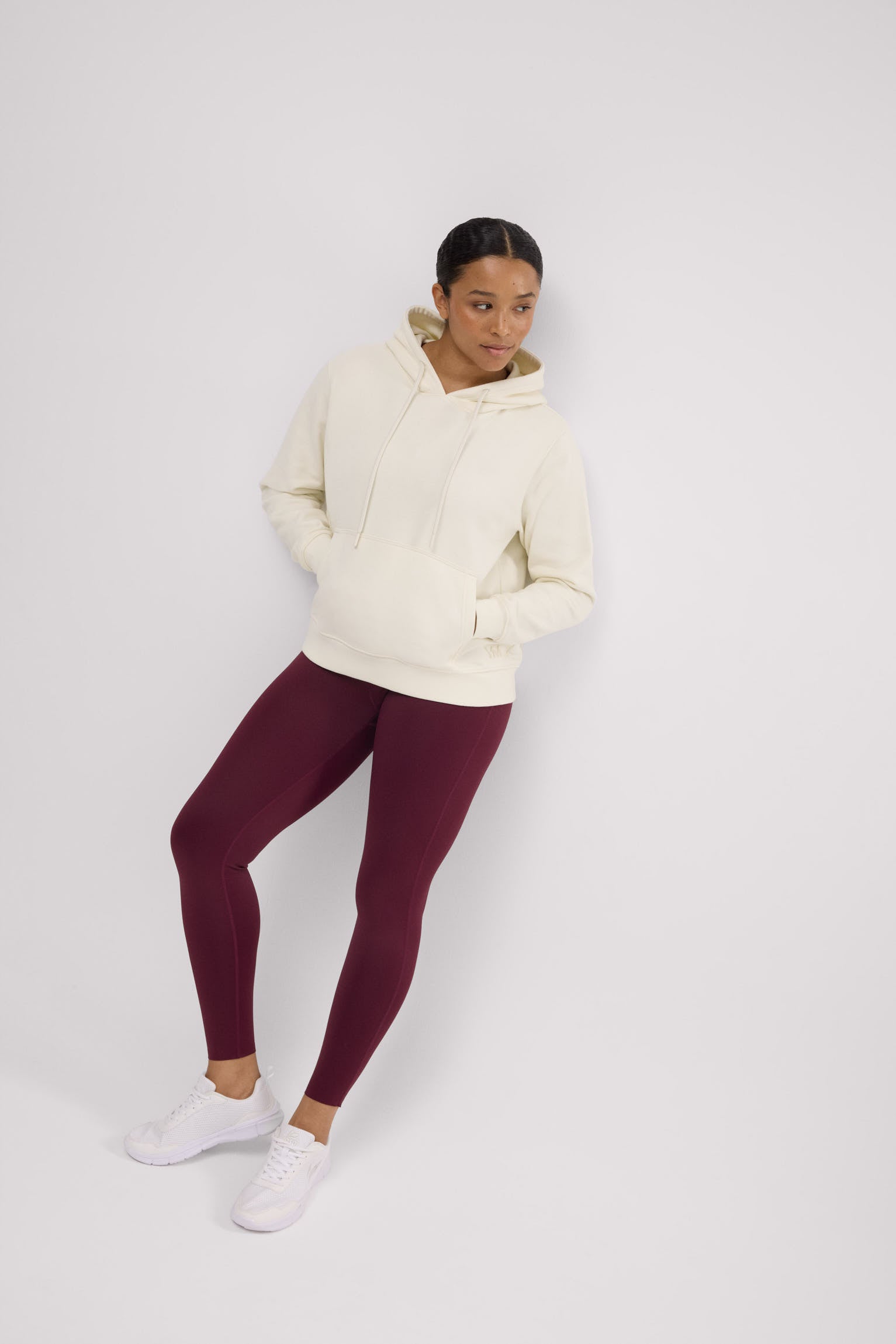 Set sportivo felpa e leggings compressivi push up granata