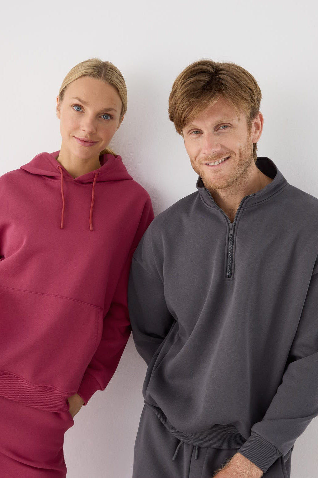 Sudadera sportiva uomo afelpada semi cremallera gris marengo