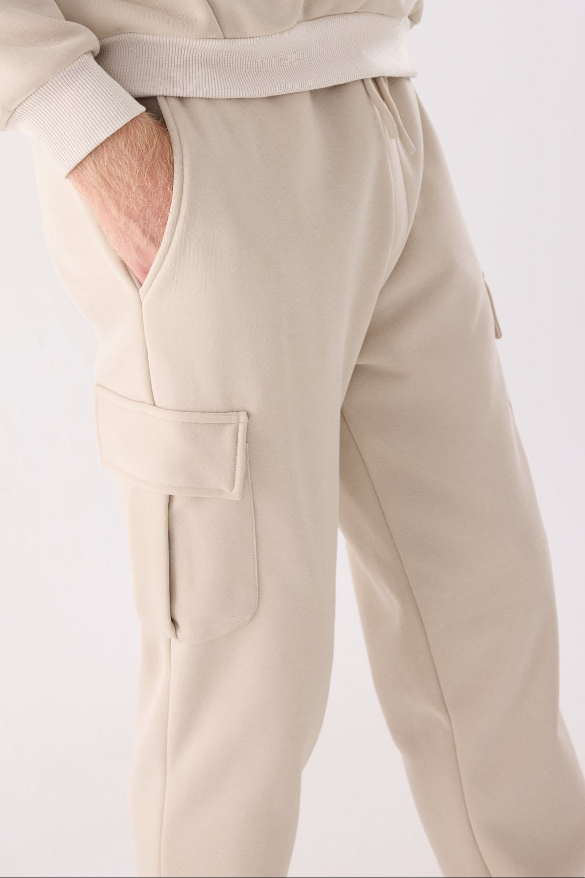 PREVENTA Pantalón sportivo uomo cargo afelpado con cintura ajustable beige