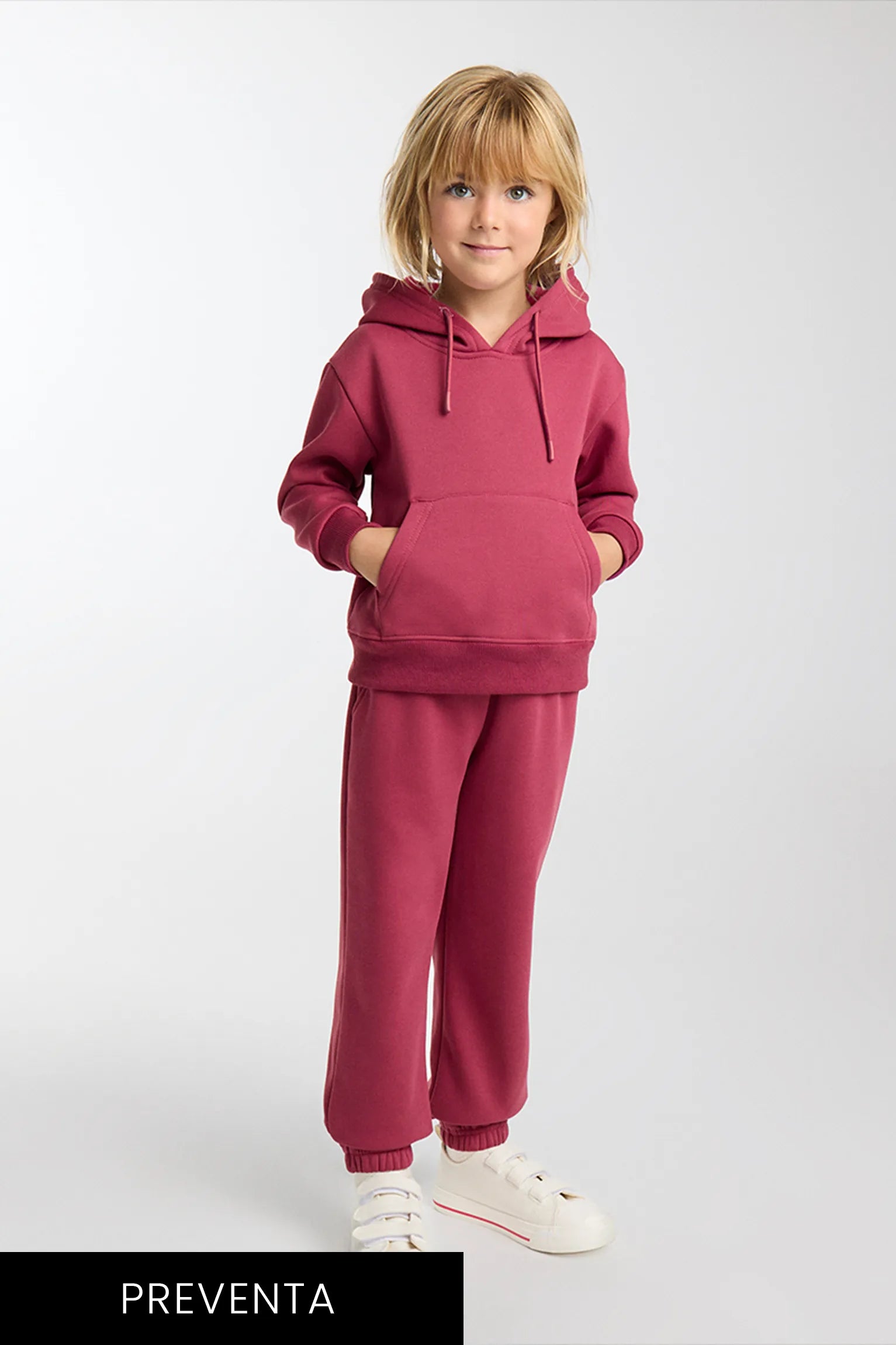 Chándal sportivo de bambina afelpado sudadera y jogger rosa