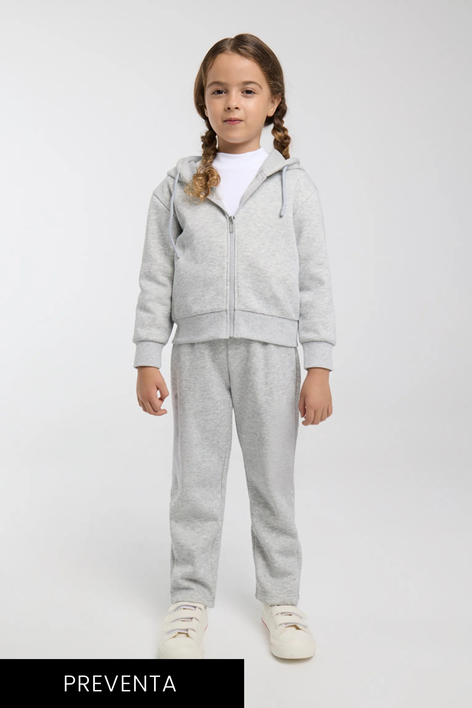 Chándal sportivo de bambina afelpado chaqueta y pantalón recto gris
