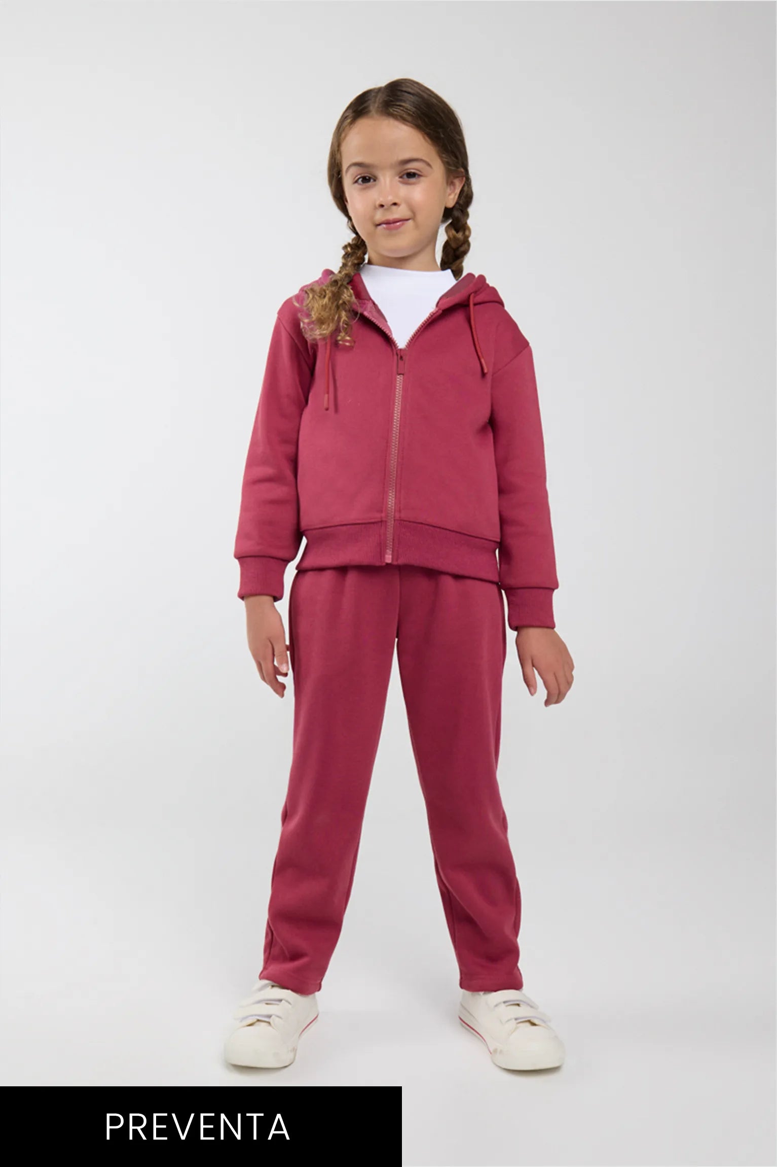 Chándal sportivo de bambina afelpado chaqueta y pantalón recto rosa