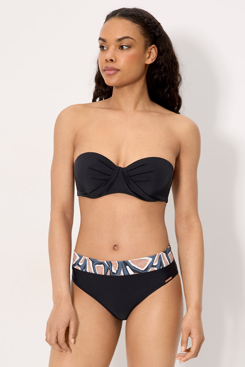 Reggiseno bikini a fascia nero, coppe C e D