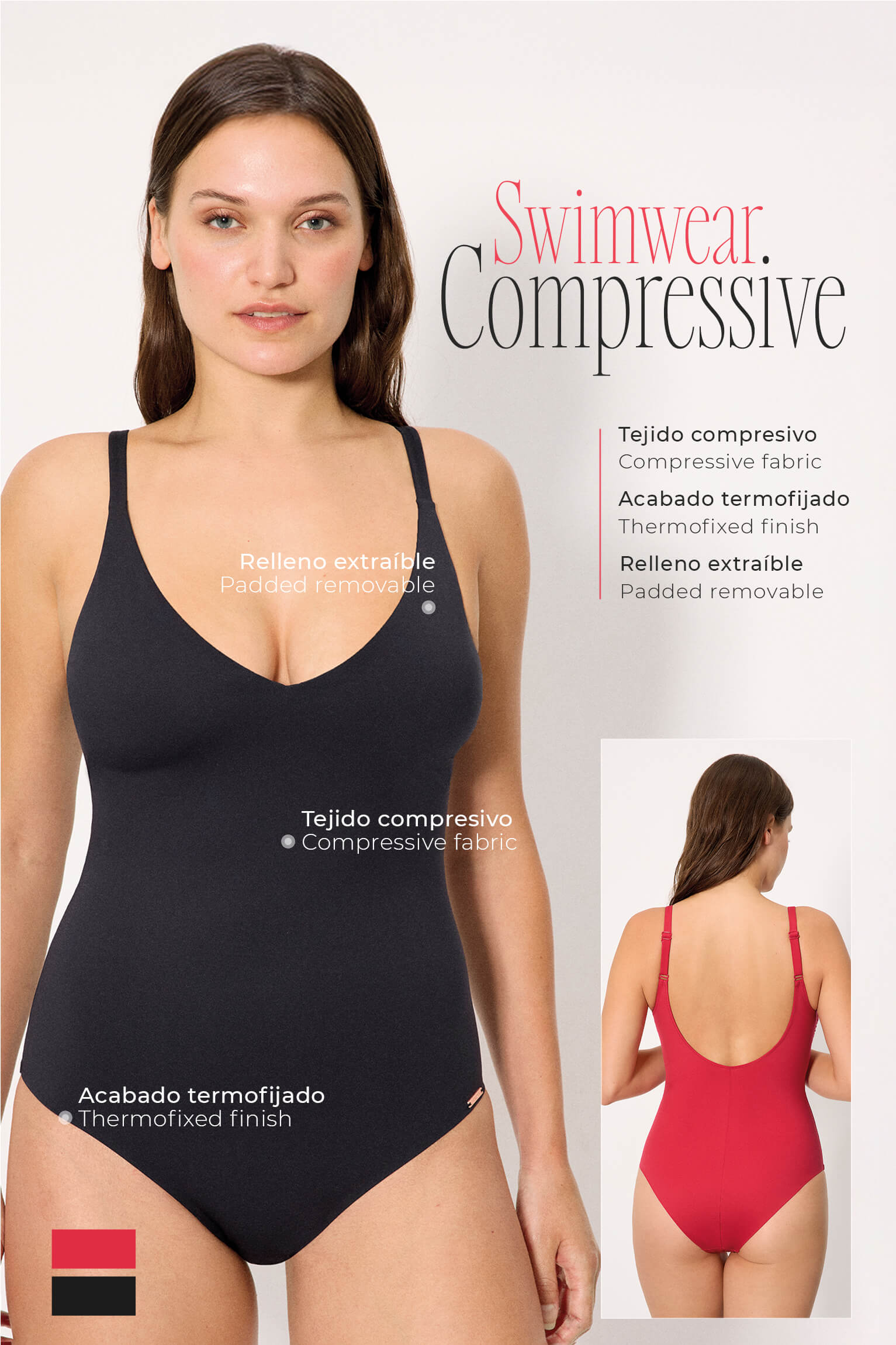 Bañador reductor Compressive negro copa C - Ysabel Mora