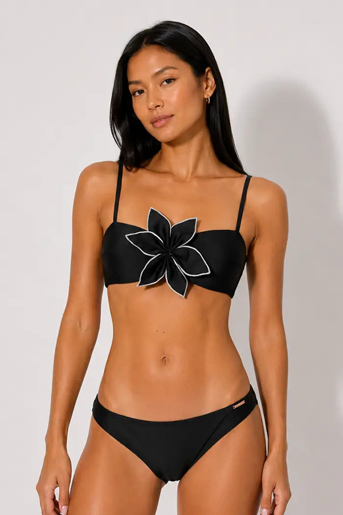 Bikini a fascia nero, coppa B