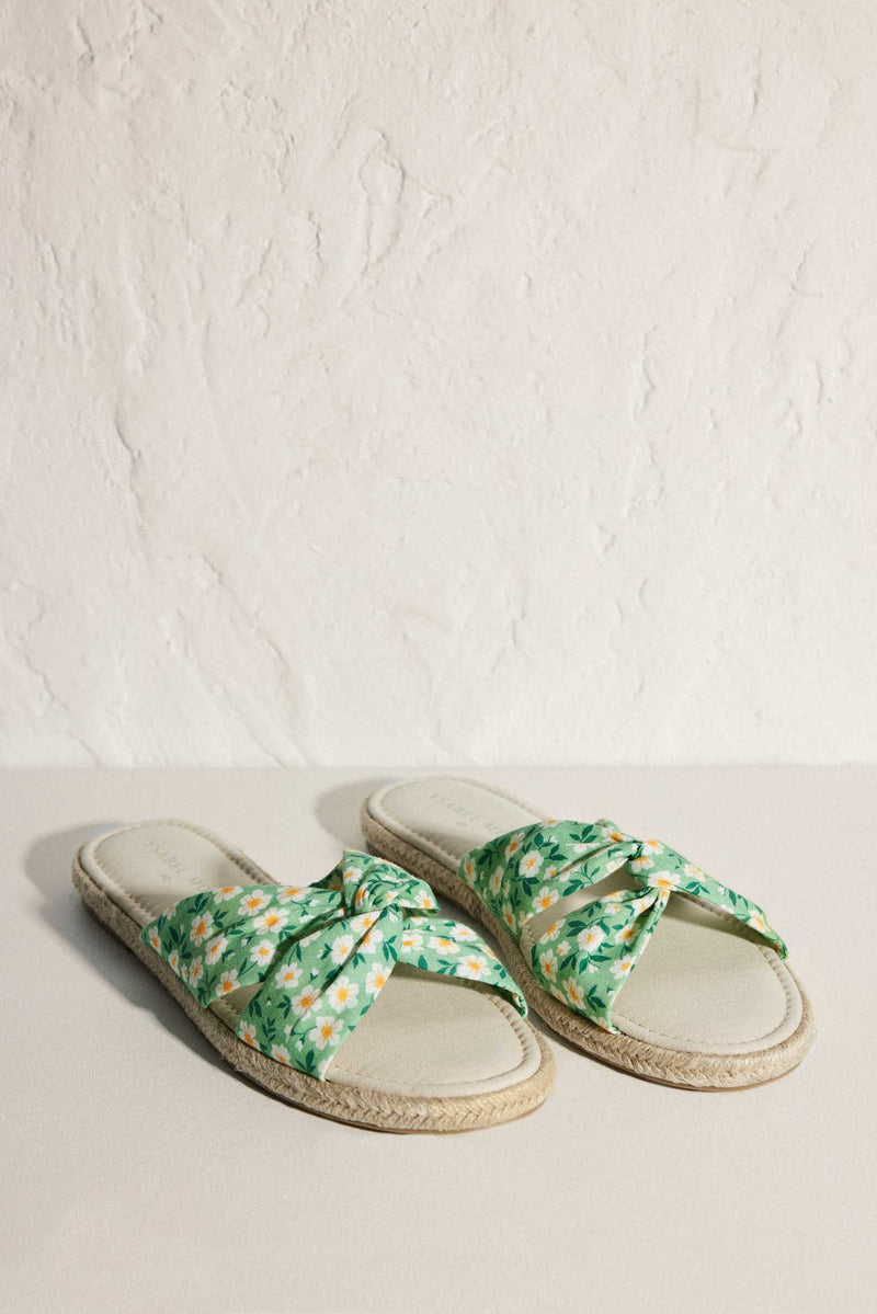 Sandali floreale verde