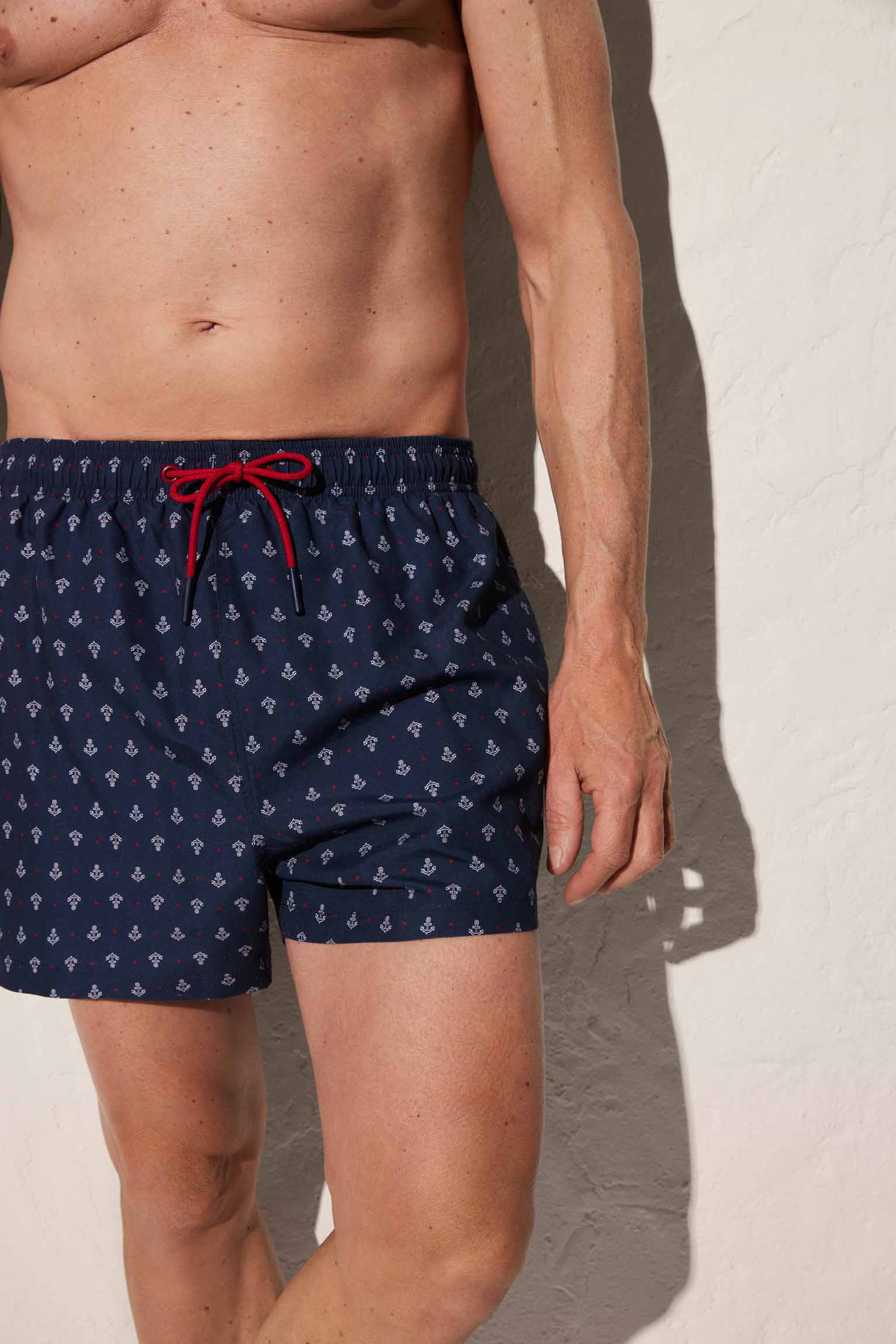 Boxer costume corto navy con ancore