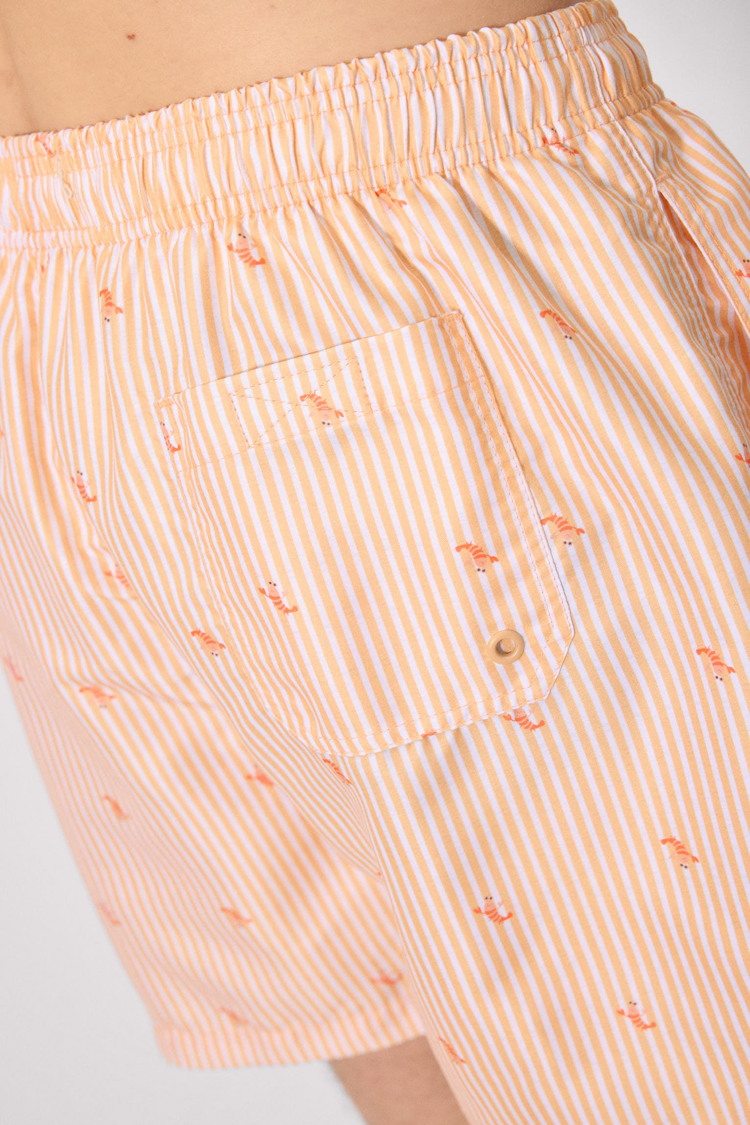 Costume intero a righe arancioni e stampa mini aragosta