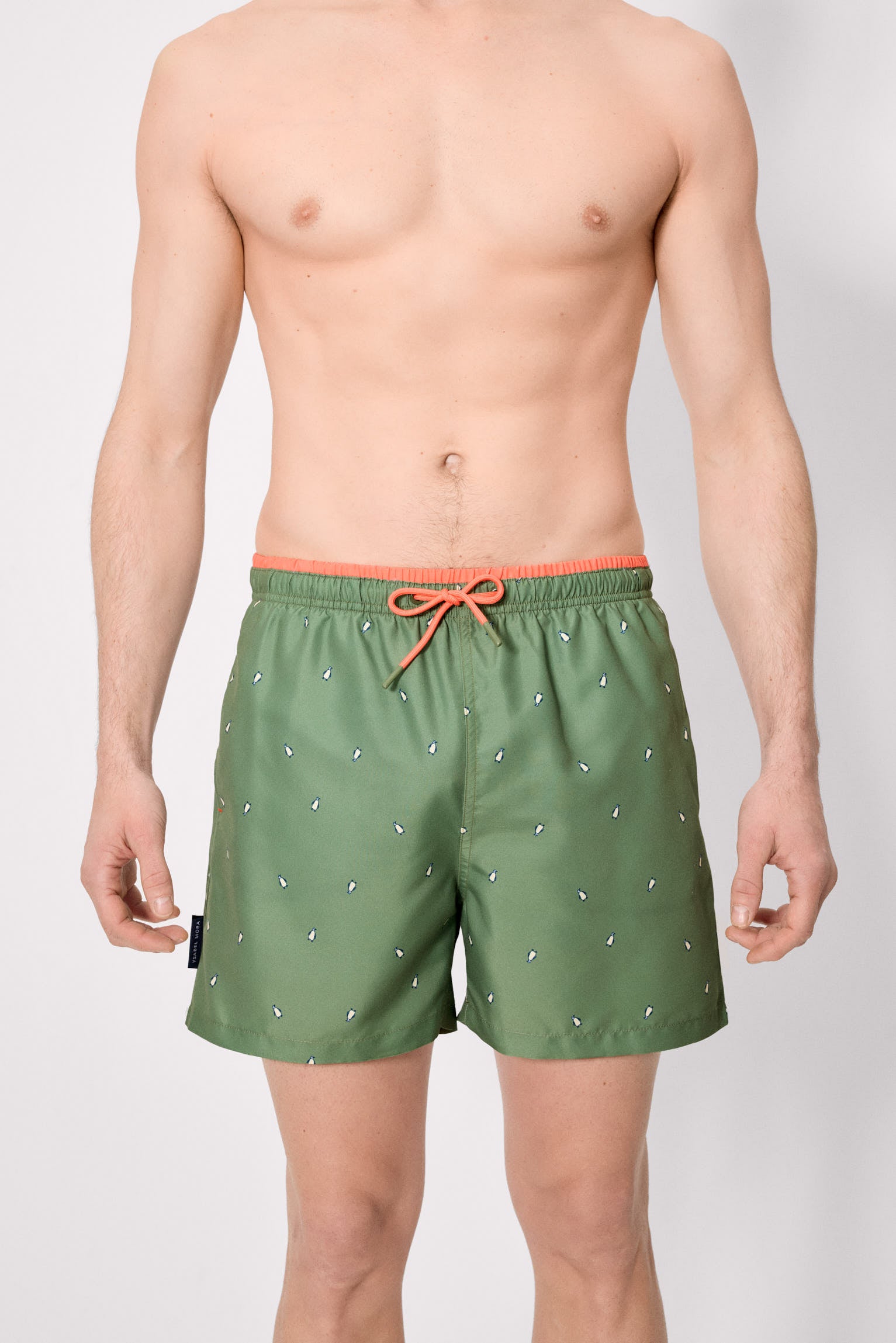 Bañador medio estampado pingüinos verde - Ysabel Mora