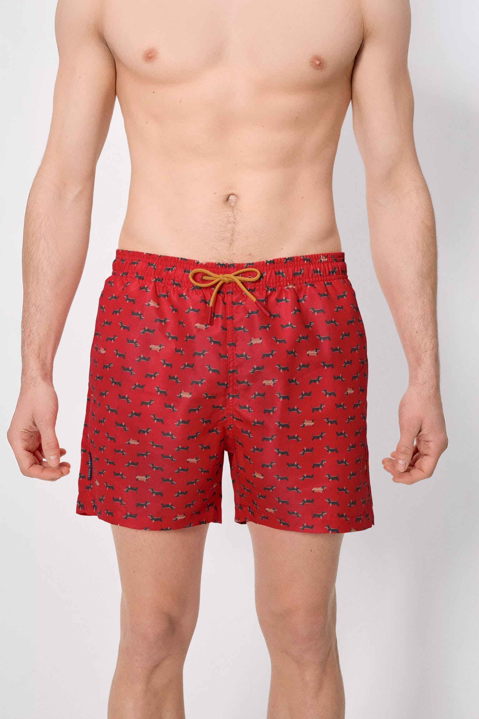 Costume da bagno intero con stampa bassotto rosso