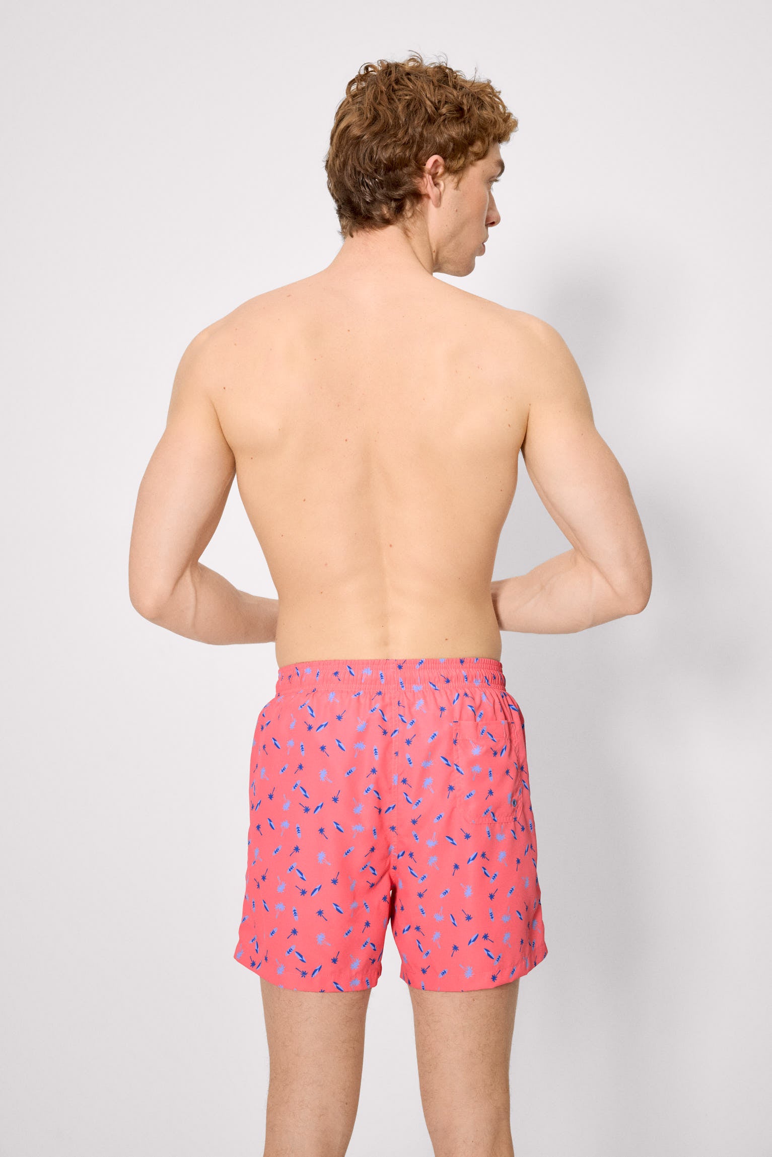 Costume da bagno intero con stampa di palme e tavole da surf