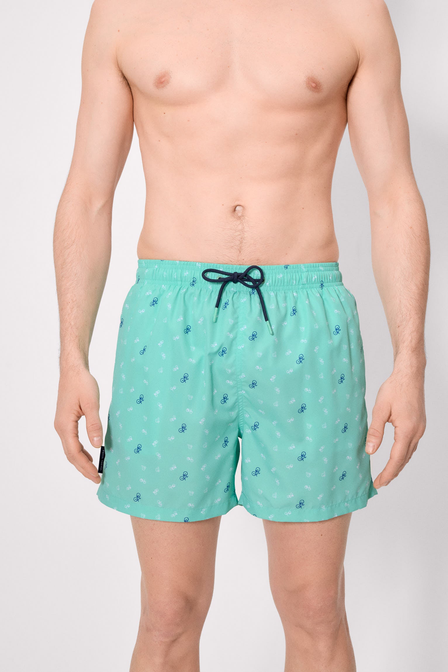 Costume da bagno intero con stampa di bicicletta verde