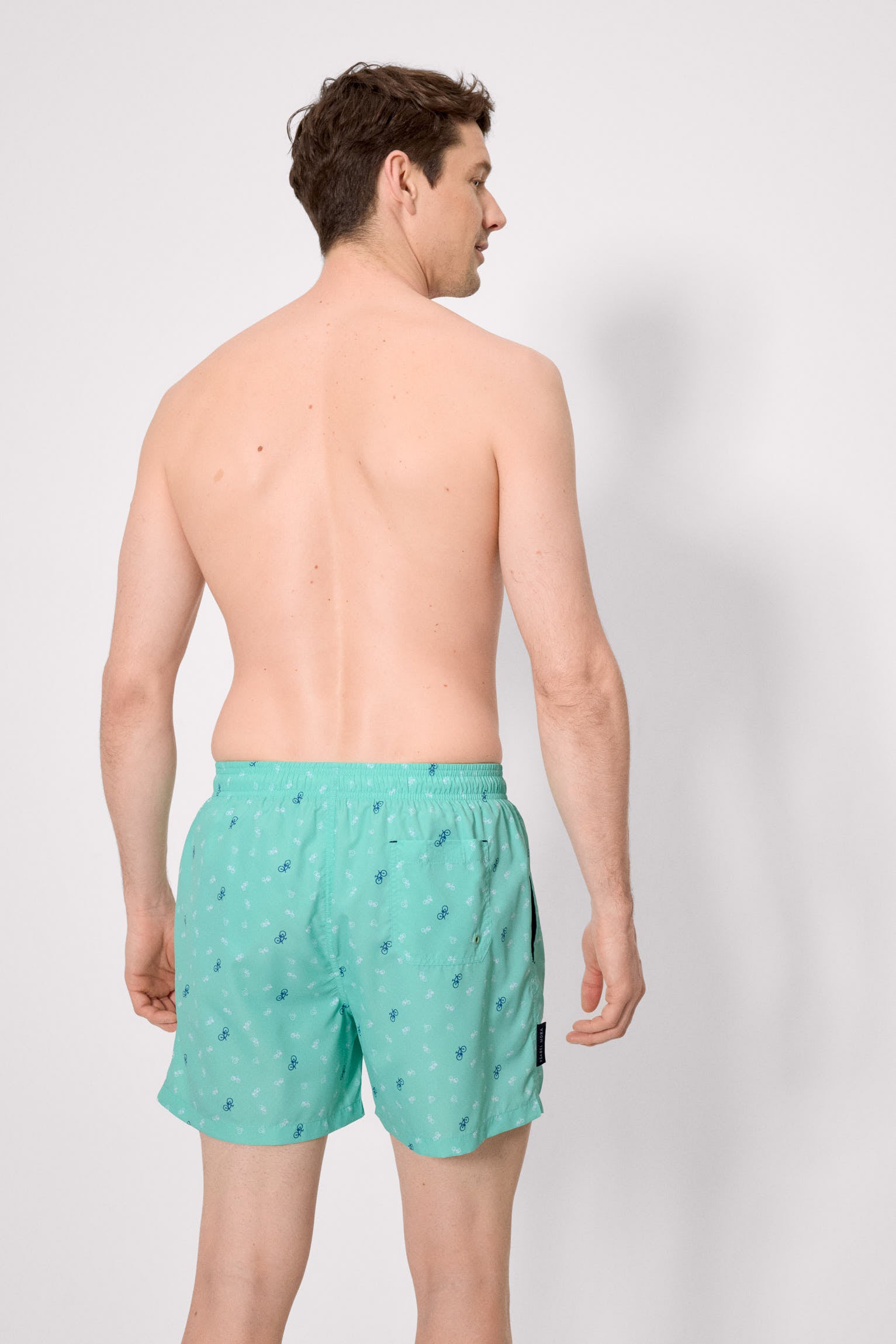 Costume da bagno intero con stampa di bicicletta verde