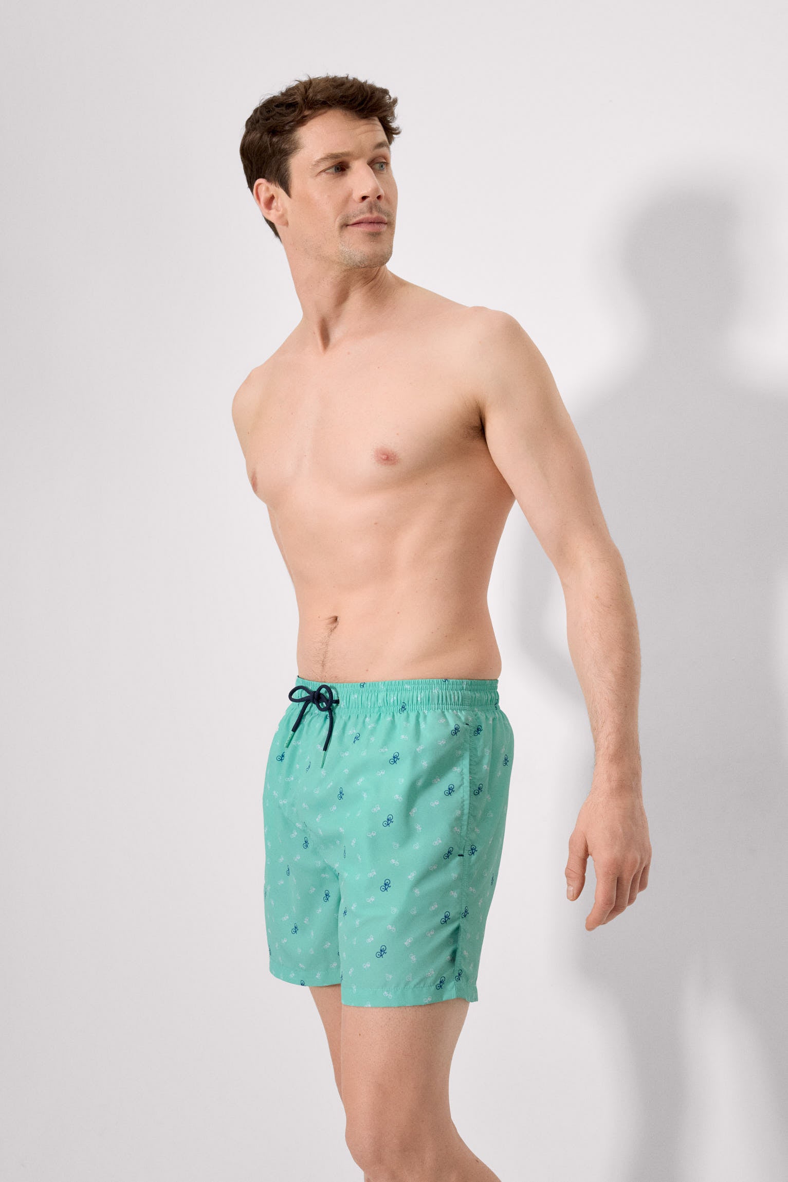 Costume da bagno intero con stampa di bicicletta verde