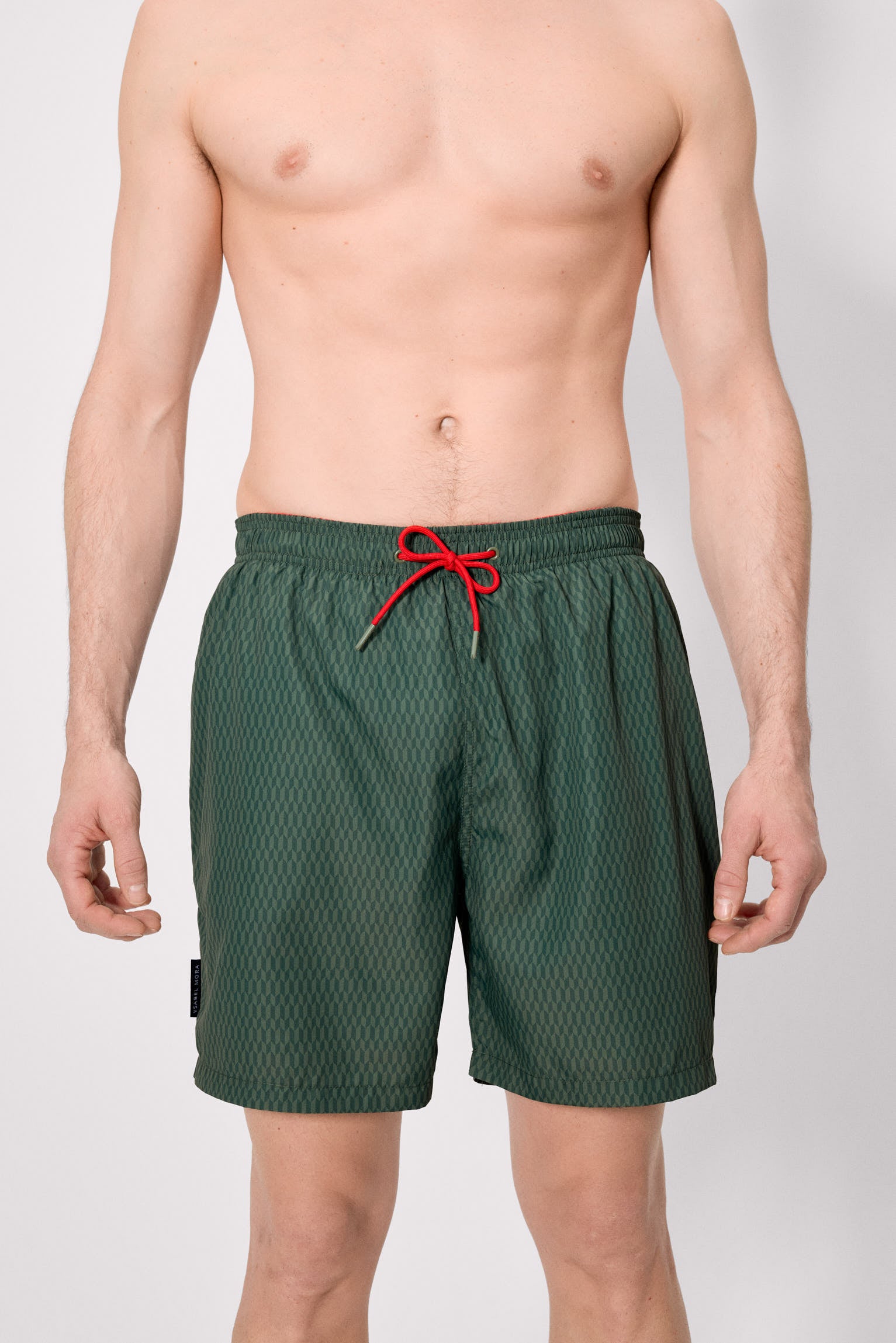 Costume da bagno lungo con stampa etnica verde