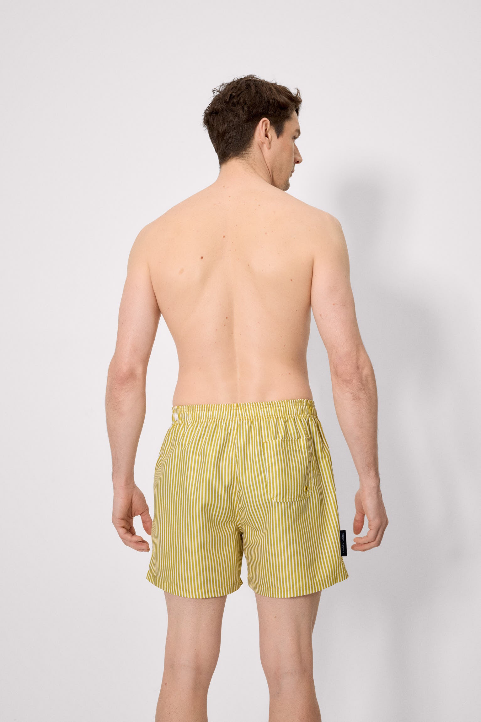 Costume da bagno intero con stampa a righe gialle